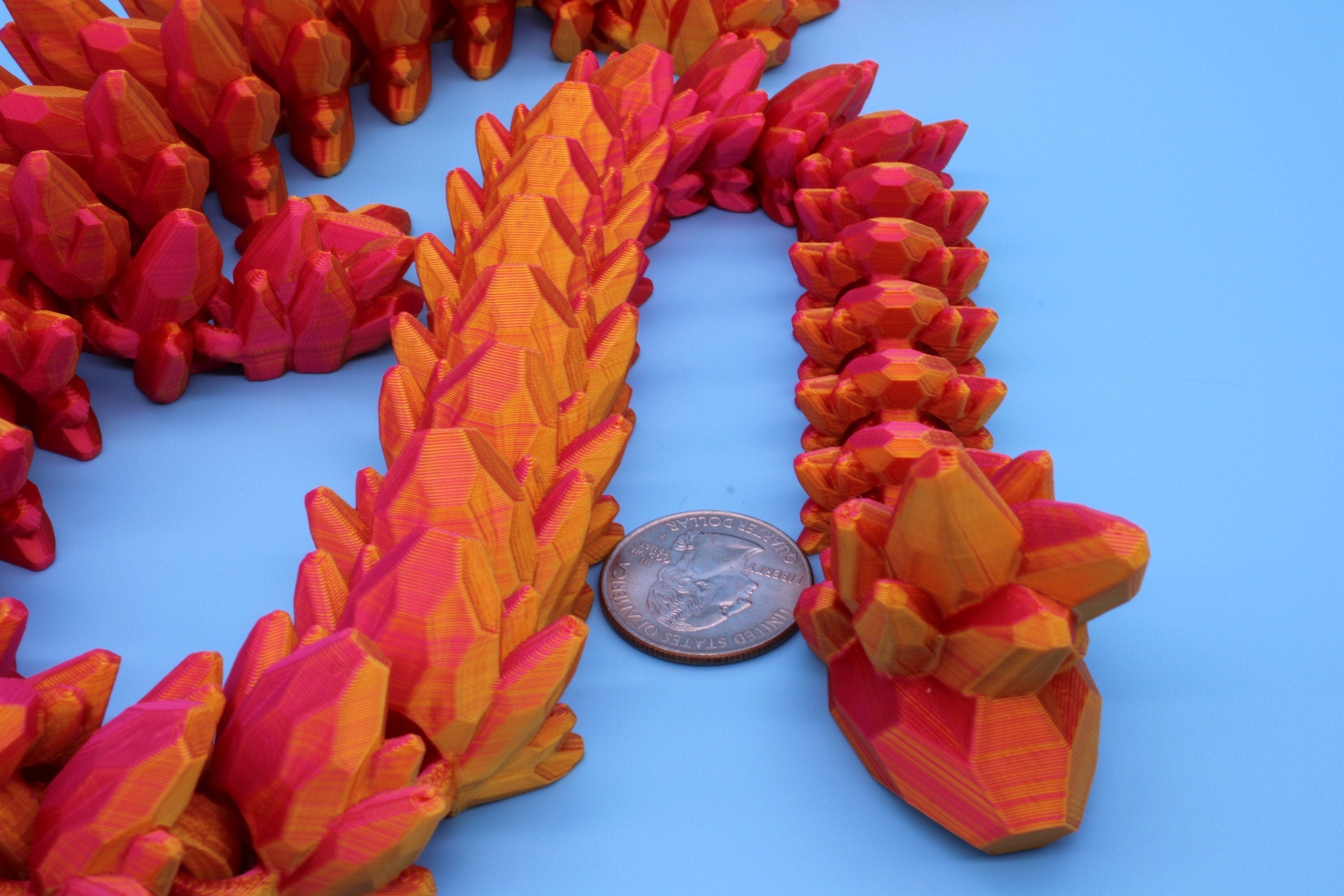 Gem Dragon | Multi Color | 3D Printed Articulating Dragon | Flexi Toy | Adult Fidget Toy | Dragon Buddy ready for you | 26 inches!