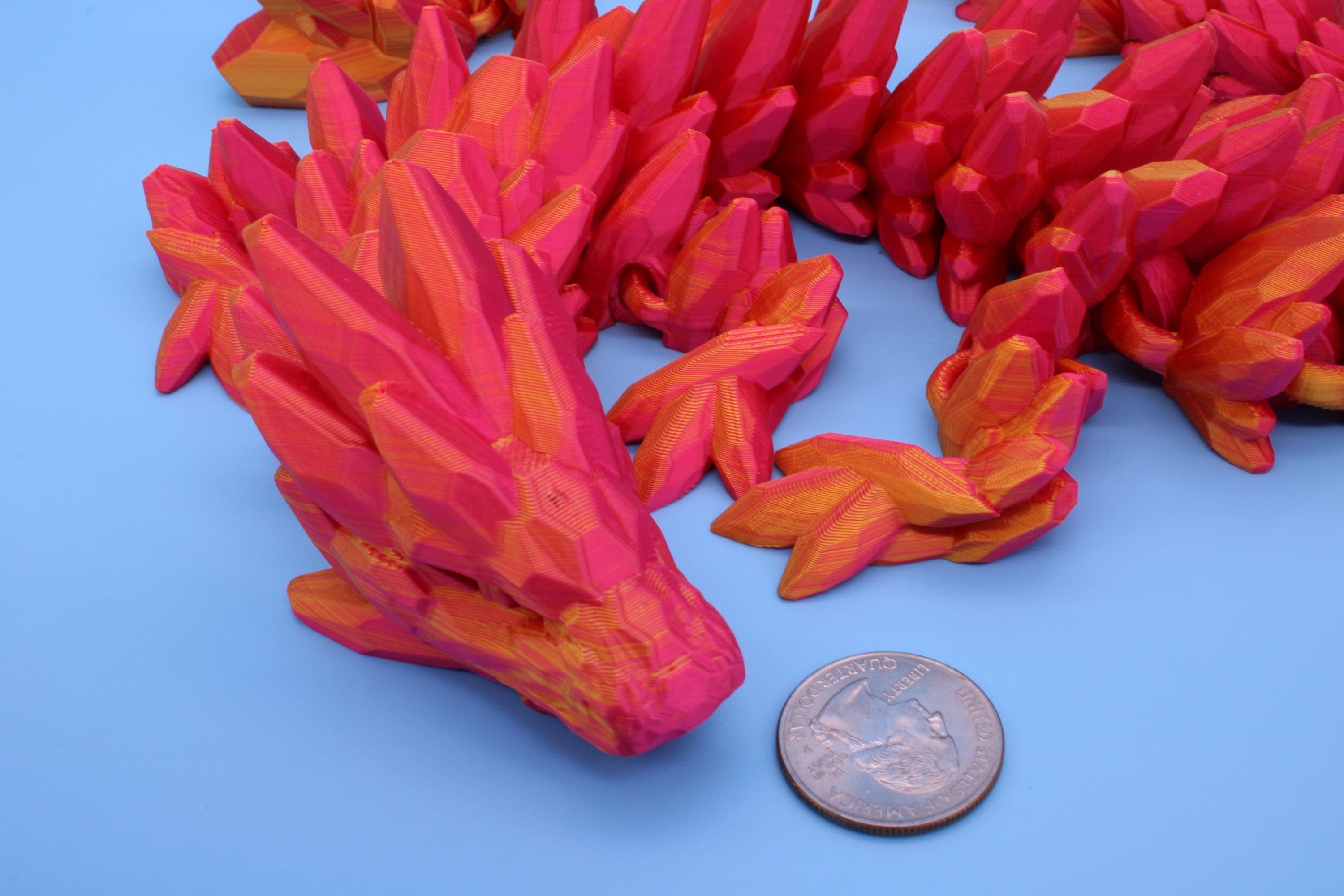 Gem Dragon | Multi Color | 3D Printed Articulating Dragon | Flexi Toy | Adult Fidget Toy | Dragon Buddy ready for you | 26 inches!