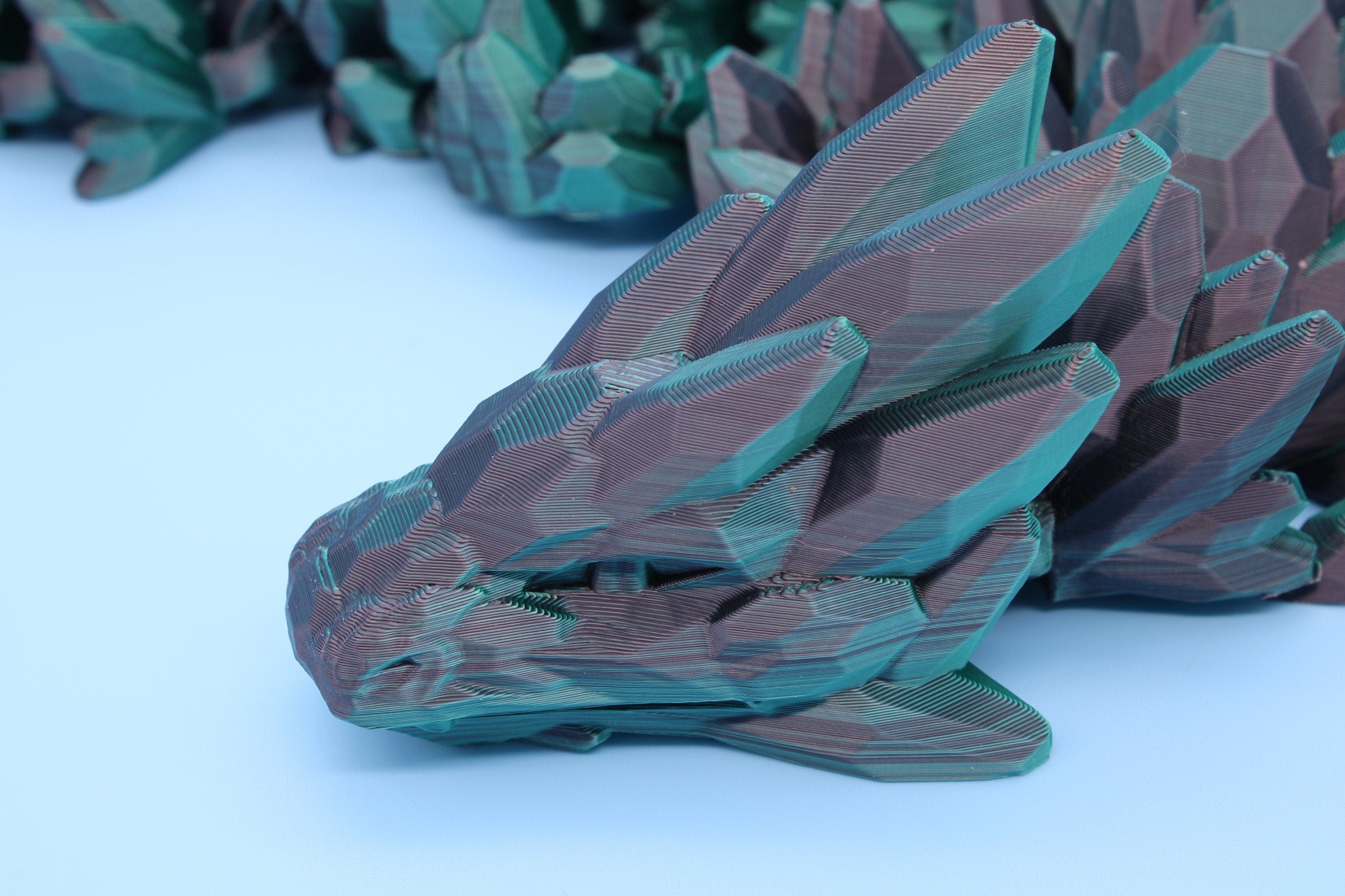 Gem Dragon | Green & Black | St, Patrick's | 3D Printed Articulating Dragon | Flexi Toy | Adult Fidget Toy | Dragon Buddy | 26 inches (Made)