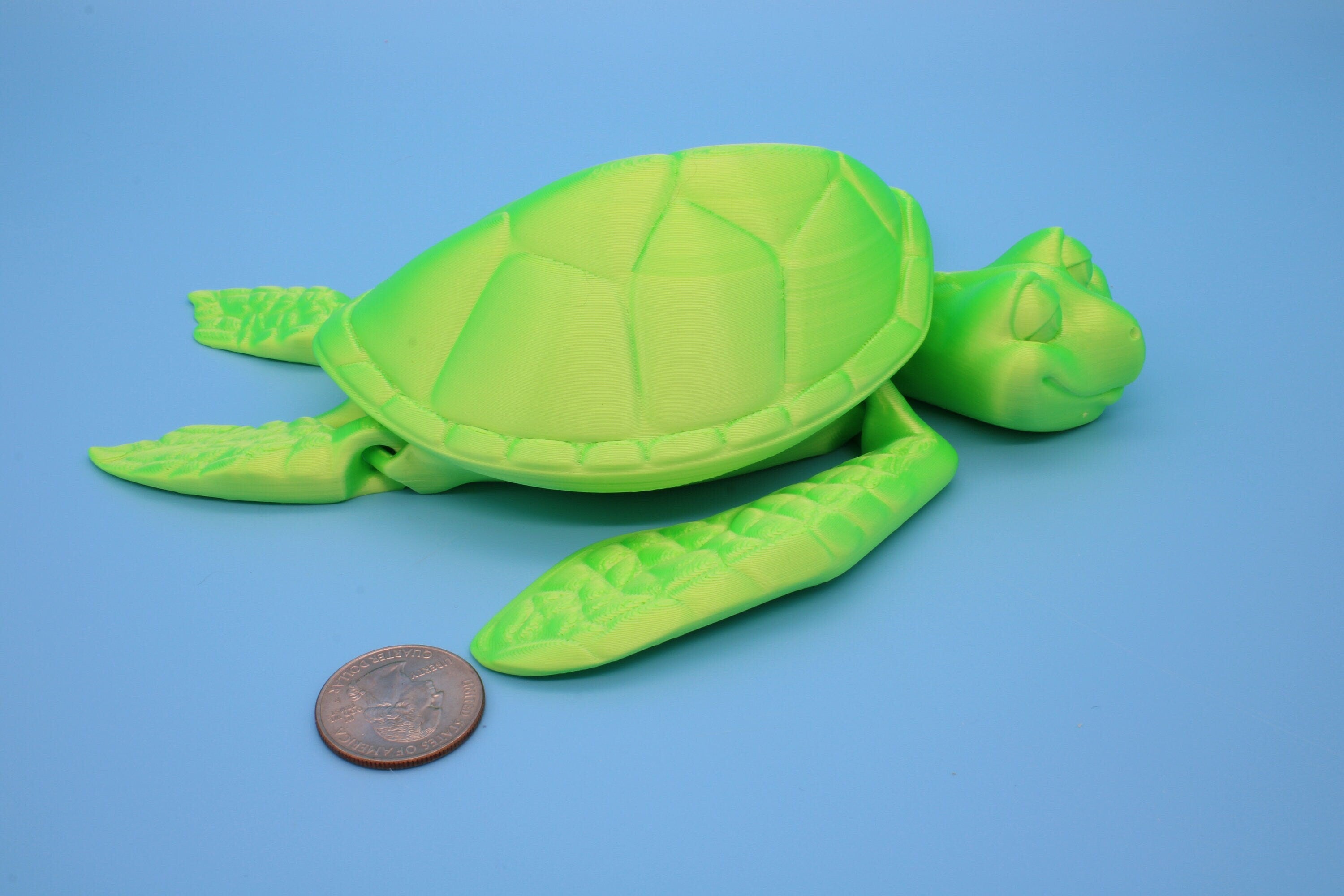 Green Turlte | Cute Flexi Toy | Articulating Turtle | 3D printed Unique Fidget | Desk Buddy | 8 in.