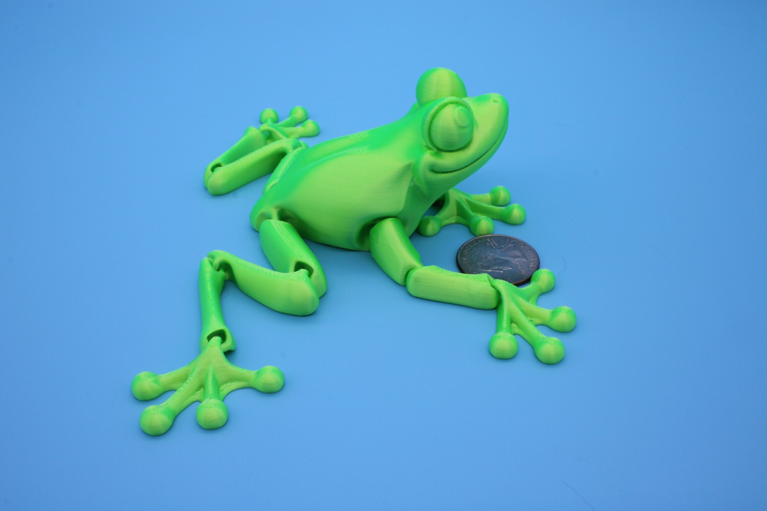 Green Frog | Cute Flexi Toy | Articulating Frog | 3D printed Unique Fidget | Desk Buddy | Sensory Toy | Stim Toy | Small Flexi Toy.