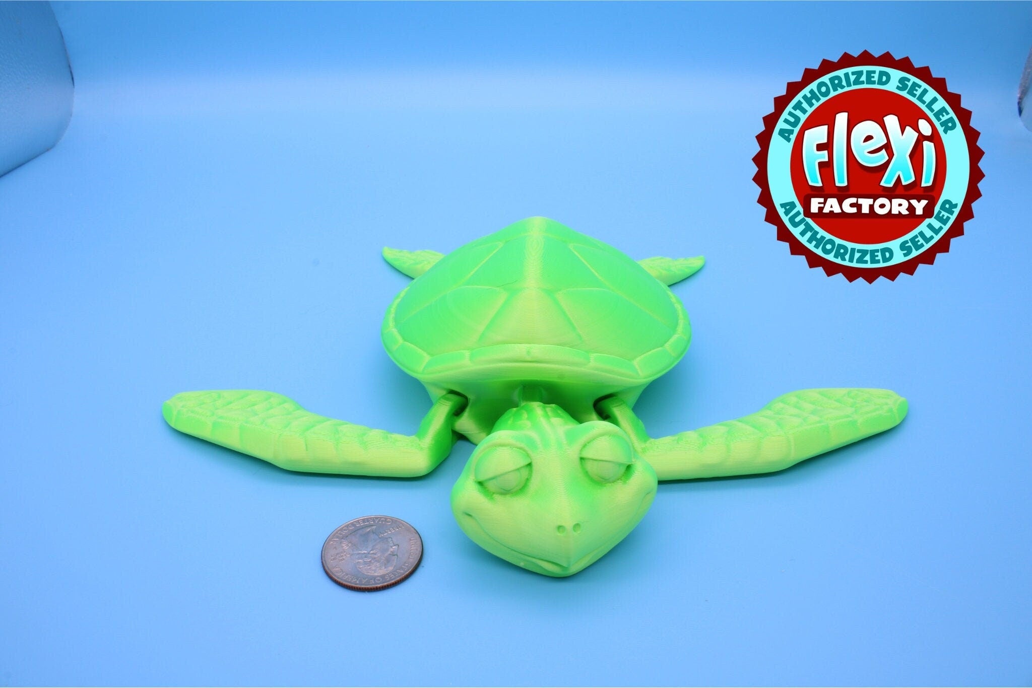 Green Turlte | Cute Flexi Toy | Articulating Turtle | 3D printed Unique Fidget | Desk Buddy | 8 in.