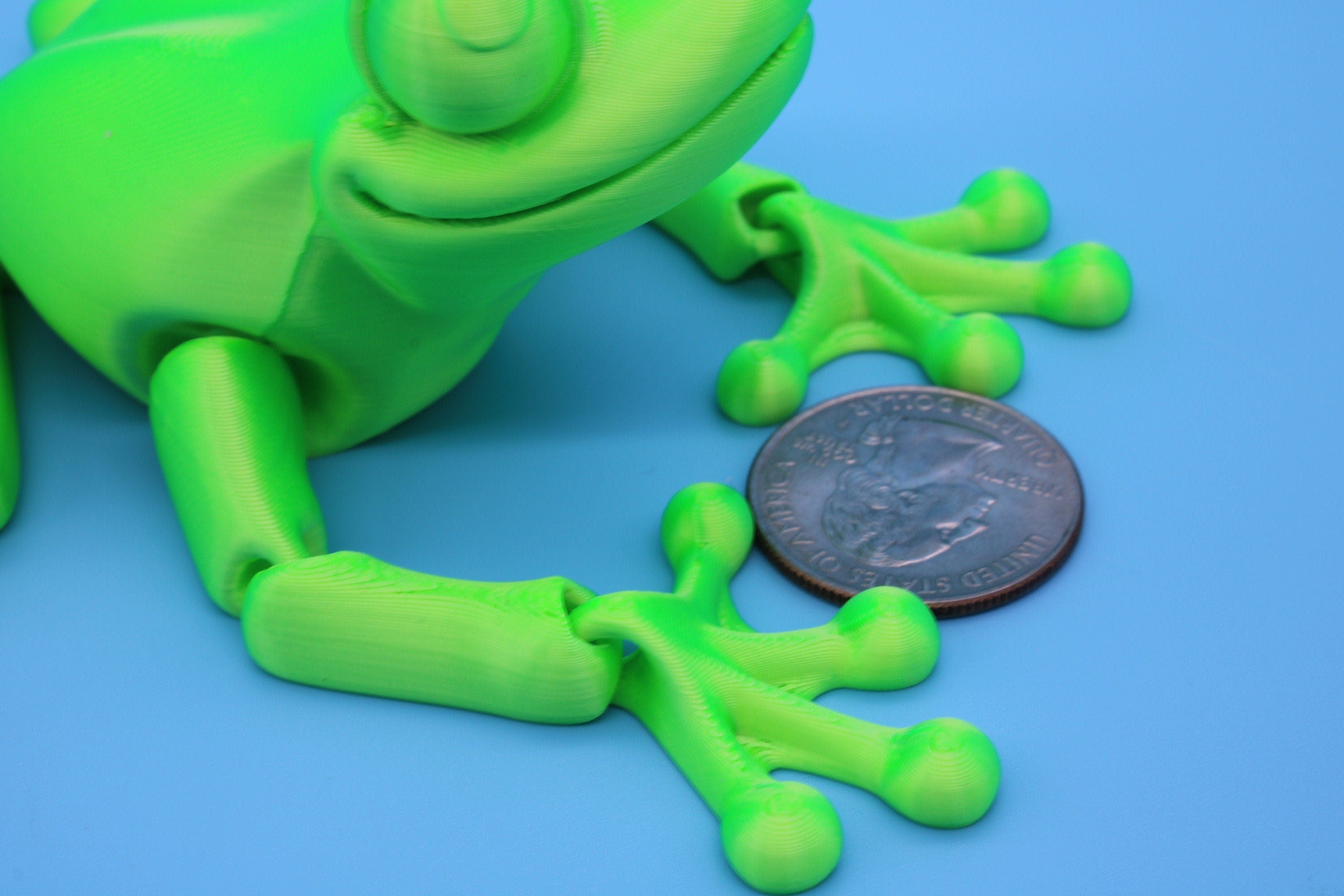 Green Frog | Cute Flexi Toy | Articulating Frog | 3D printed Unique Fidget | Desk Buddy | Sensory Toy | Stim Toy | Small Flexi Toy.