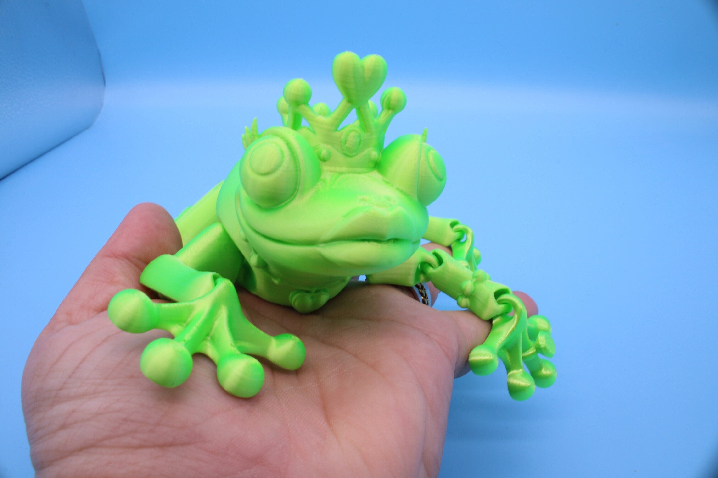 Green Princess Frog | Cute Flexi Toy | Articulating Frog | 3D printed Unique Fidget | Desk Buddy