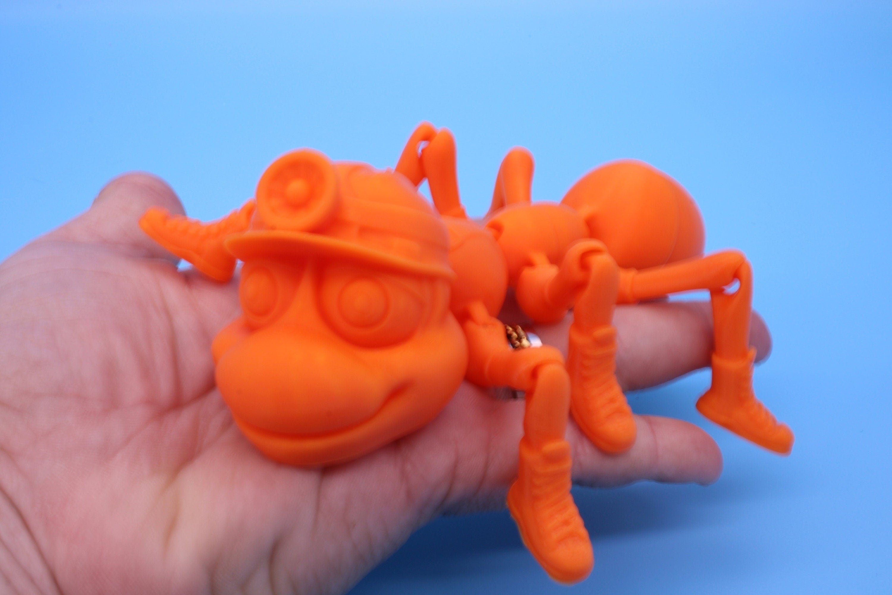 Flexi Coal Miner Ant | Articulating Orange | 3D Printed. | Super Cute | Friendly, Hardworking Ant | Great Fidget Toy | Buddy | Sensory toy.