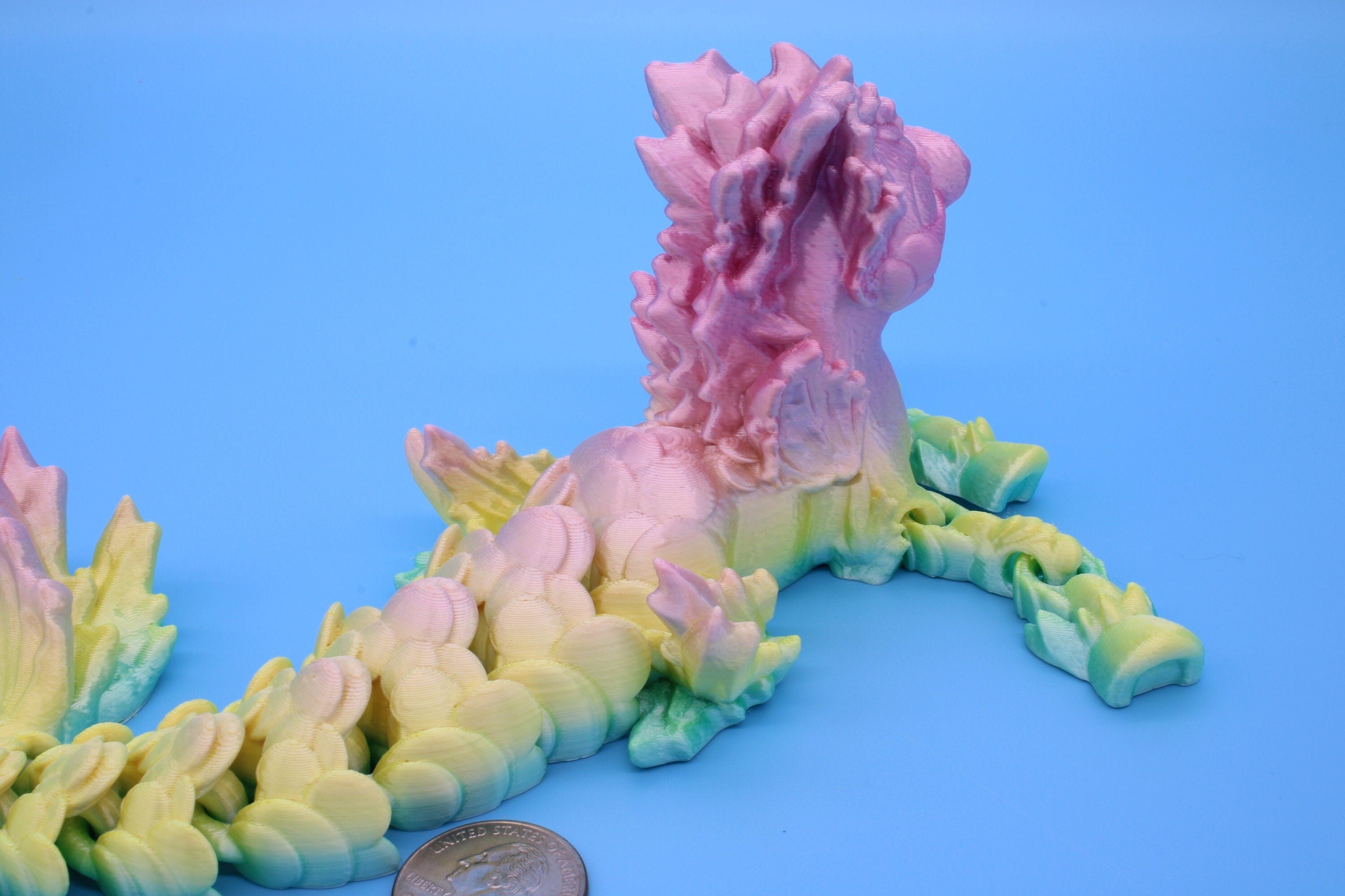 Hippocampus Sea Horse | 9.5 in. Rainbow Cute Sea Horse | 3D printed articulating Sea Horse | Flexi Toy | Stress Relief, Gift.