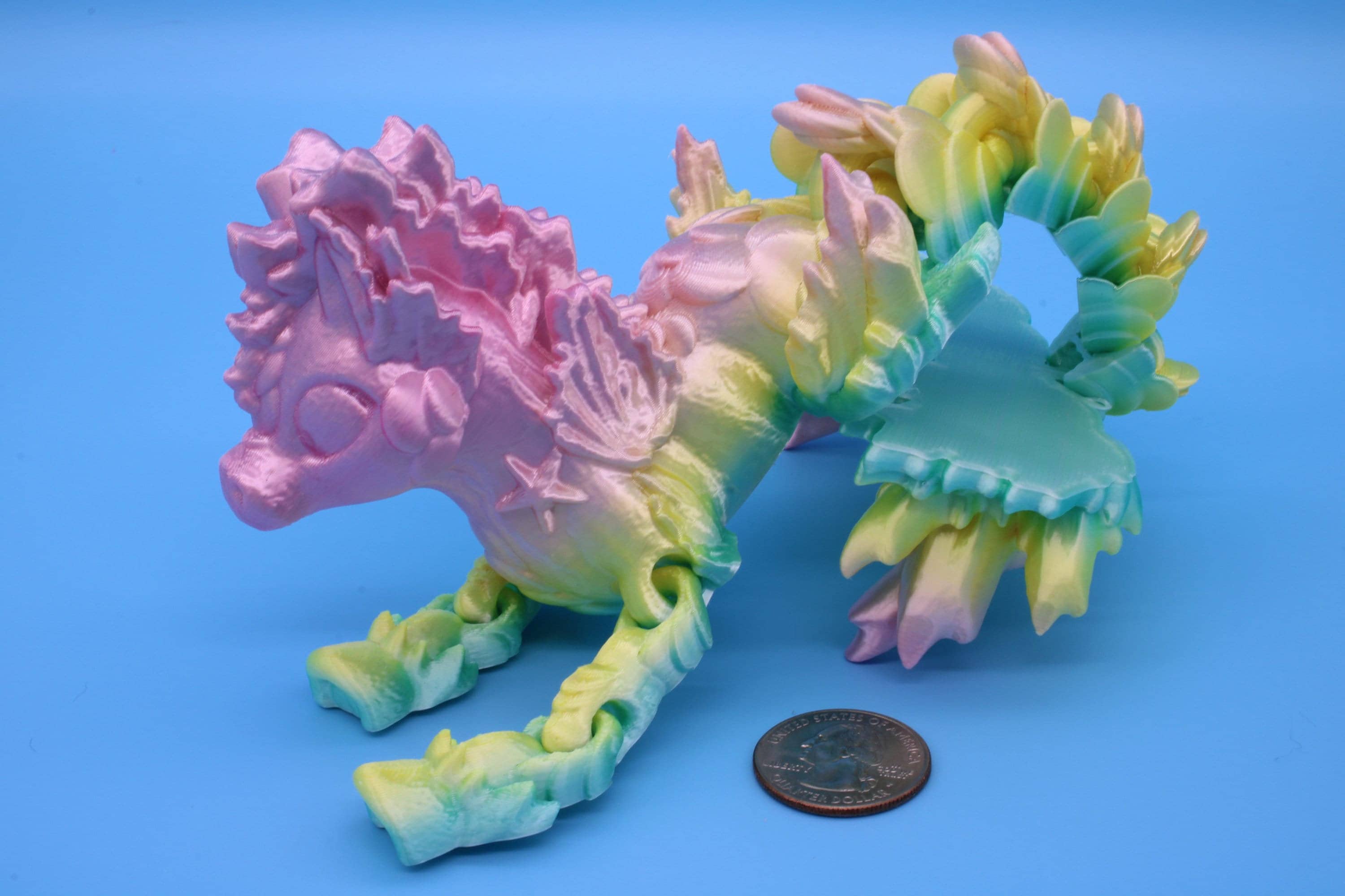 Hippocampus Sea Horse | 9.5 in. Rainbow Cute Sea Horse | 3D printed articulating Sea Horse | Flexi Toy | Stress Relief, Gift.
