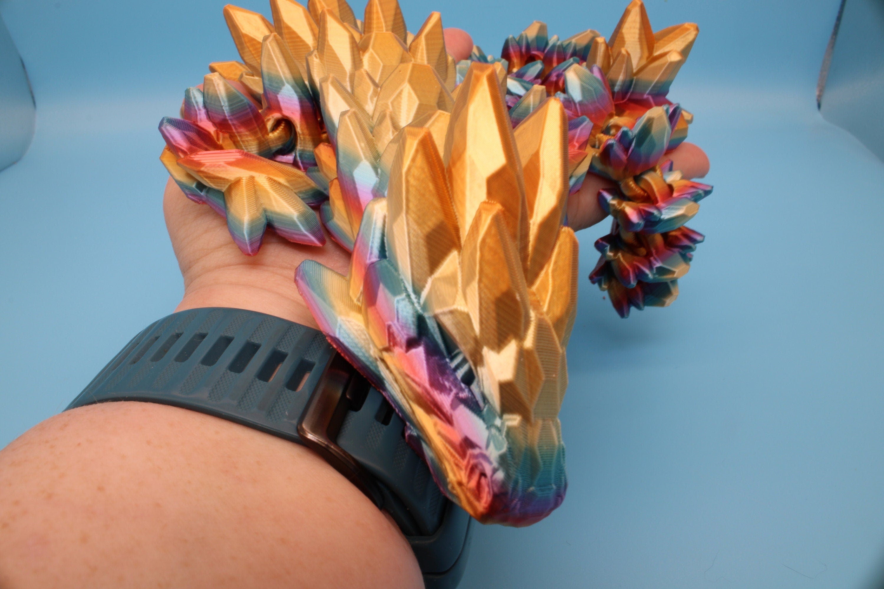 Gem Dragon | Rainbow | 3D Printed Articulating Dragon | Flexi Toy | Adult Fidget Toy | Dragon Buddy | 26 inches (Made)