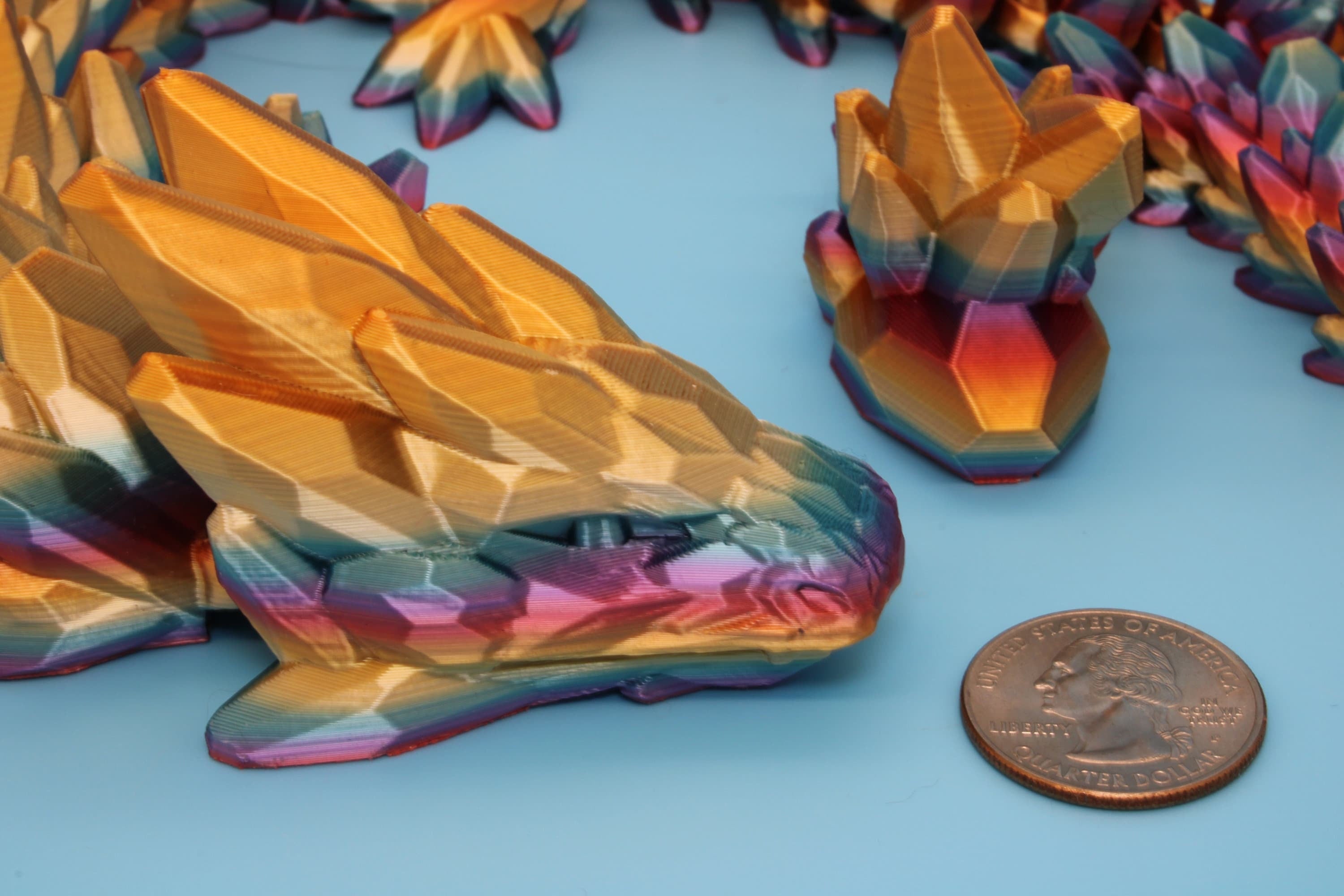 Gem Dragon | Rainbow | 3D Printed Articulating Dragon | Flexi Toy | Adult Fidget Toy | Dragon Buddy | 26 inches (Made)