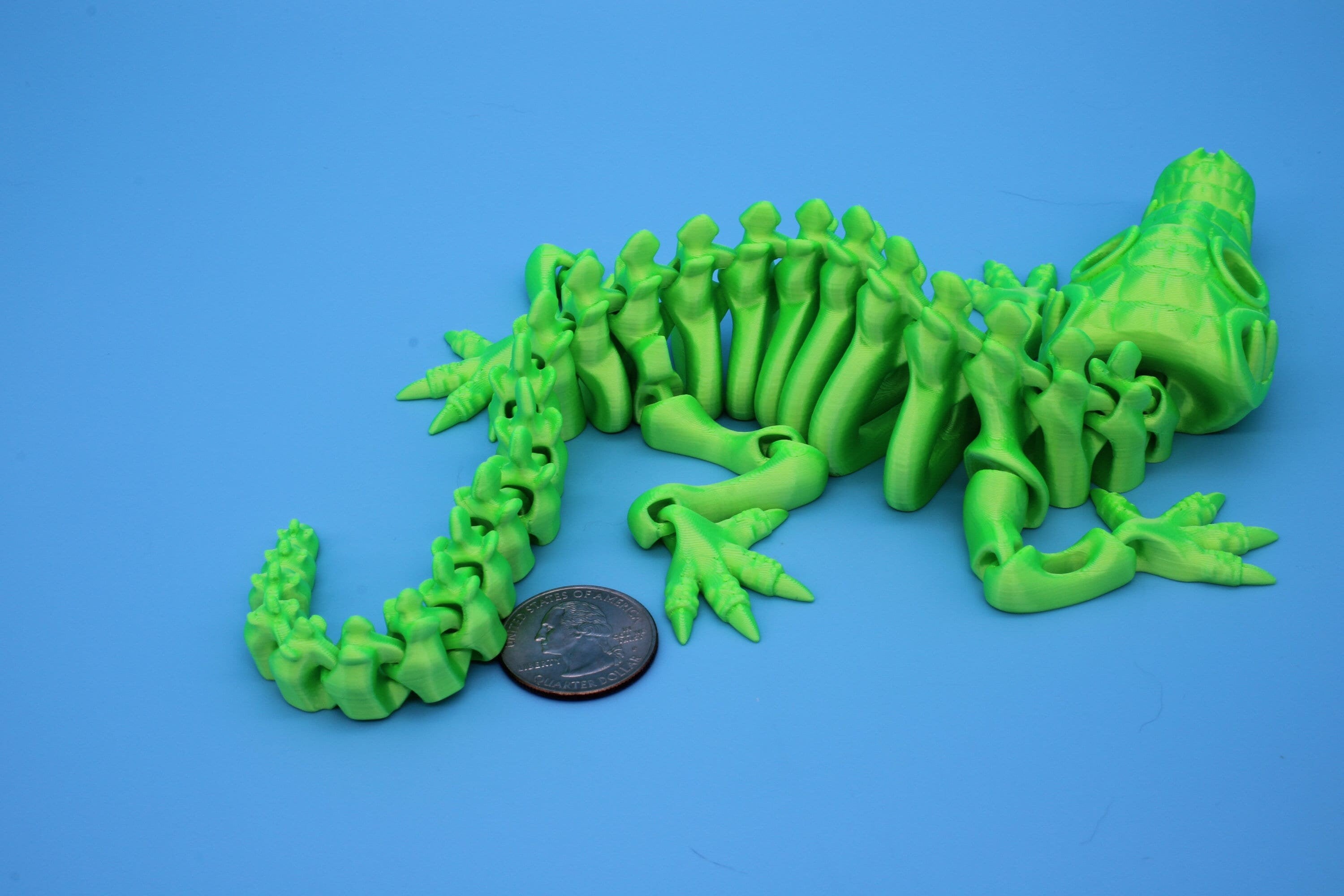 Green Crocodile | Cute Flexi Toy | Articulating Crocodile | 3D printed Unique Fidget | Desk Buddy | 13 in.