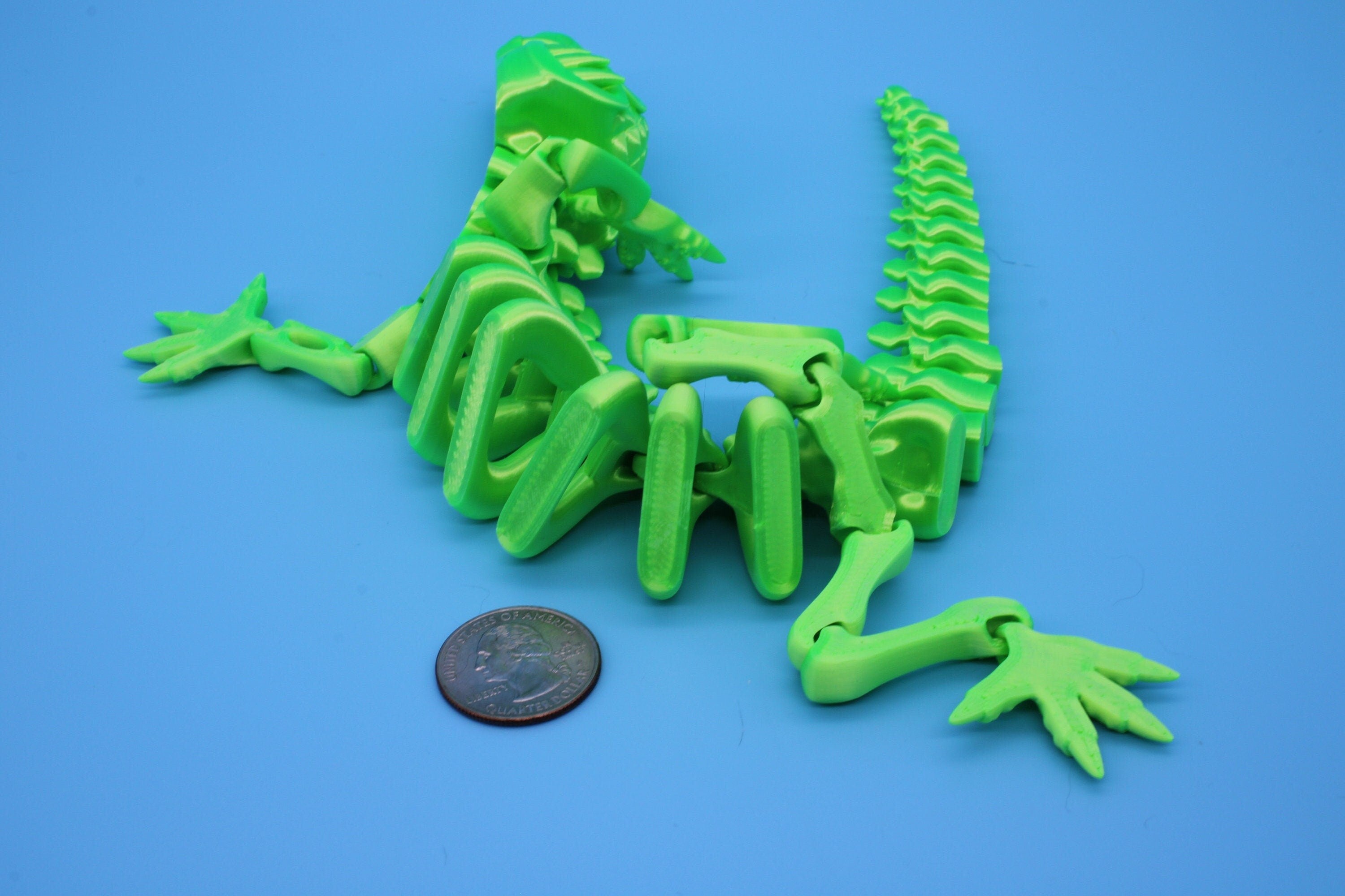 Green Crocodile | Cute Flexi Toy | Articulating Crocodile | 3D printed Unique Fidget | Desk Buddy | 13 in.