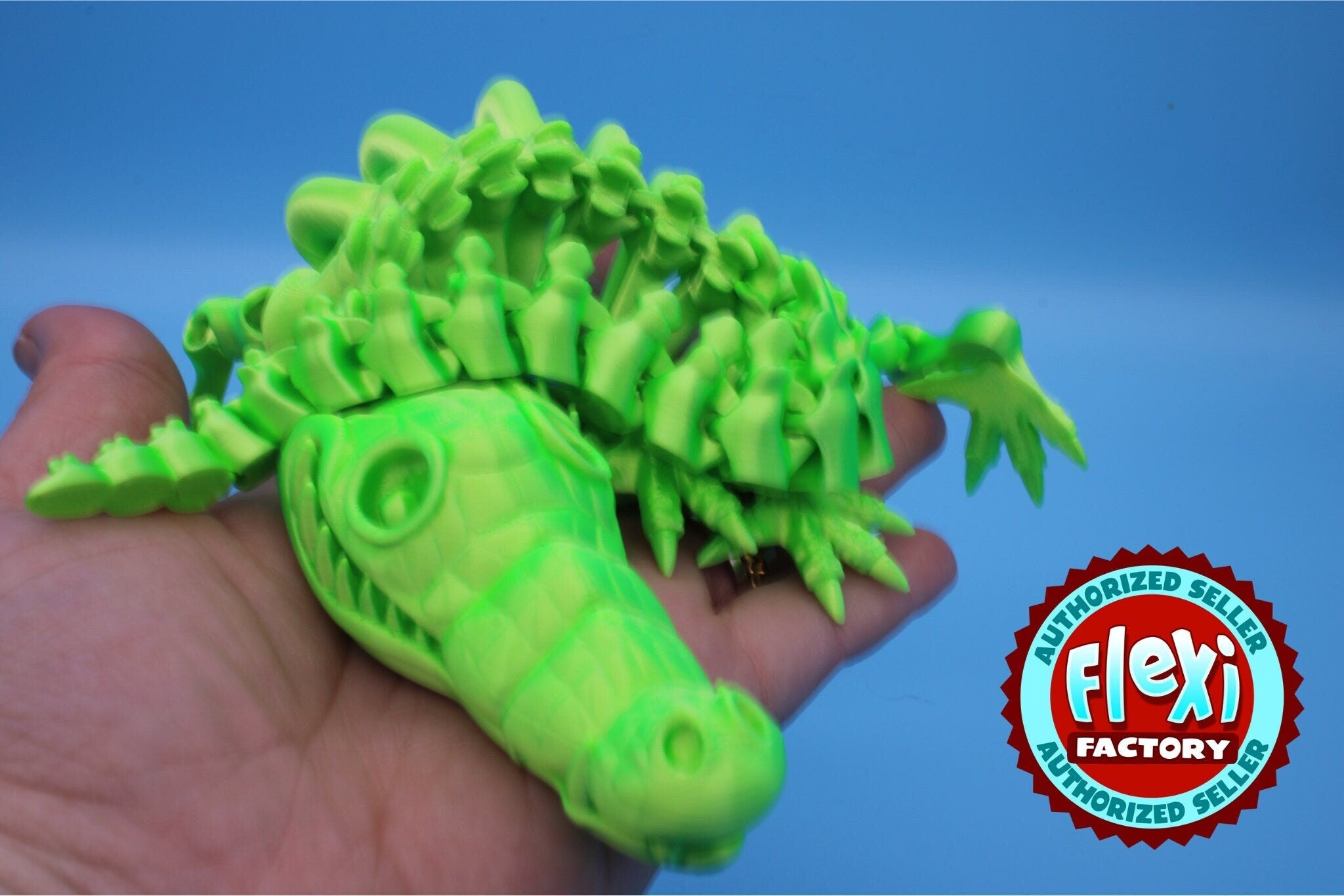 Green Crocodile | Cute Flexi Toy | Articulating Crocodile | 3D printed Unique Fidget | Desk Buddy | 13 in.