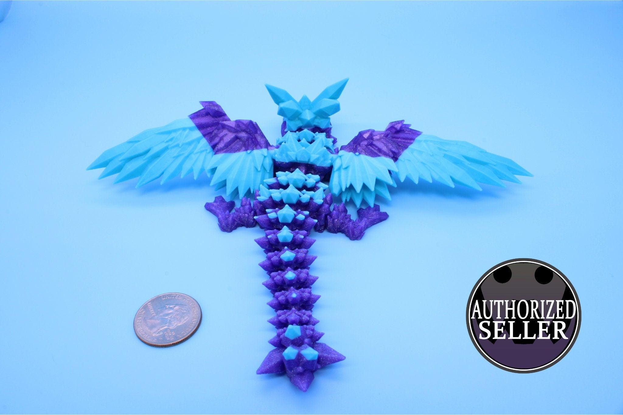 Miniature Baby Crystal Winged Dragon | Rainbow | 3D printed articulating Toy Fidget | Flexi Toy 7 in. head to tail | Stress Relief Gift