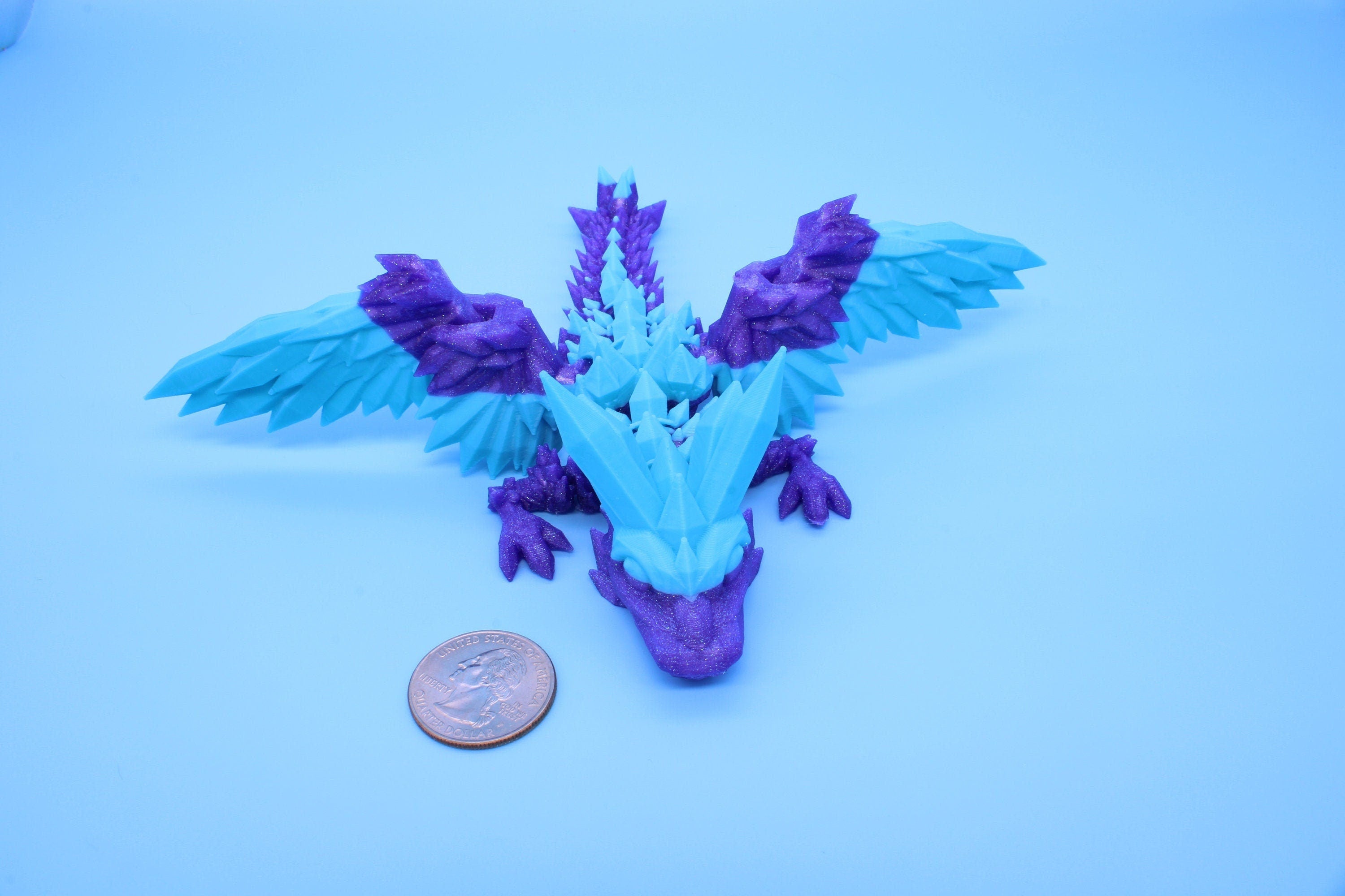 Miniature Baby Crystal Winged Dragon | Rainbow | 3D printed articulating Toy Fidget | Flexi Toy 7 in. head to tail | Stress Relief Gift