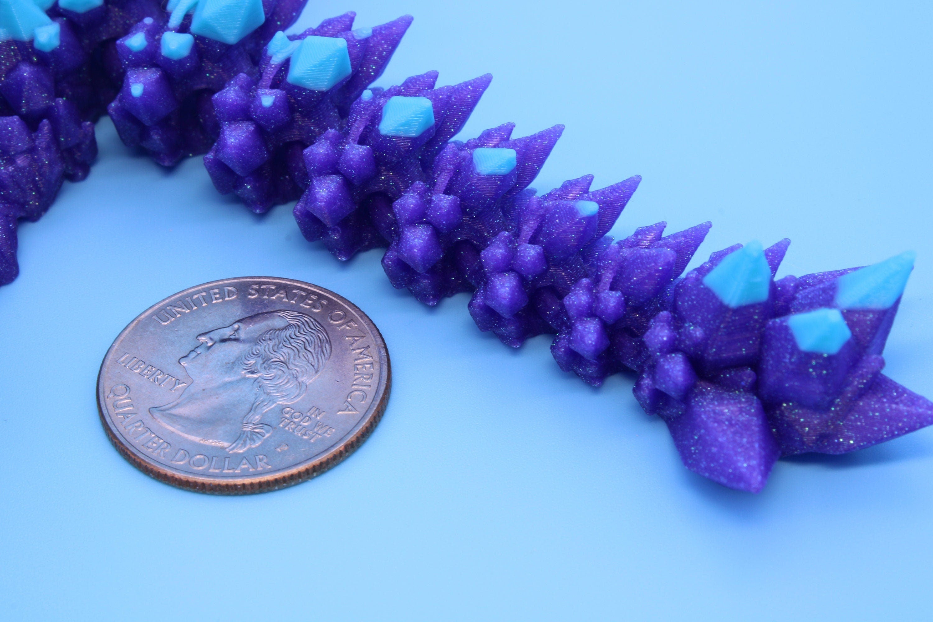 Miniature Baby Crystal Winged Dragon | Rainbow | 3D printed articulating Toy Fidget | Flexi Toy 7 in. head to tail | Stress Relief Gift