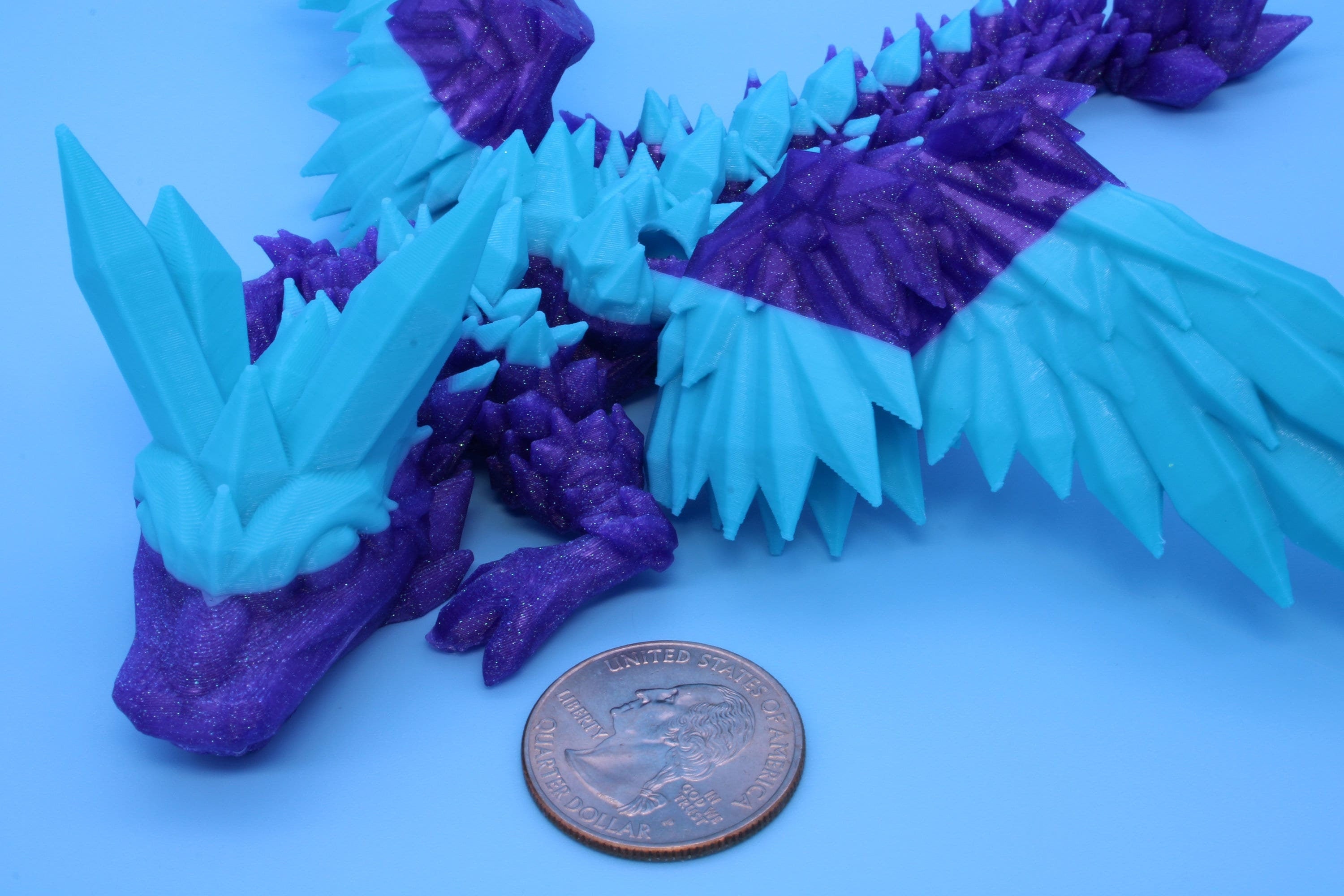 Miniature Baby Crystal Winged Dragon | Rainbow | 3D printed articulating Toy Fidget | Flexi Toy 7 in. head to tail | Stress Relief Gift