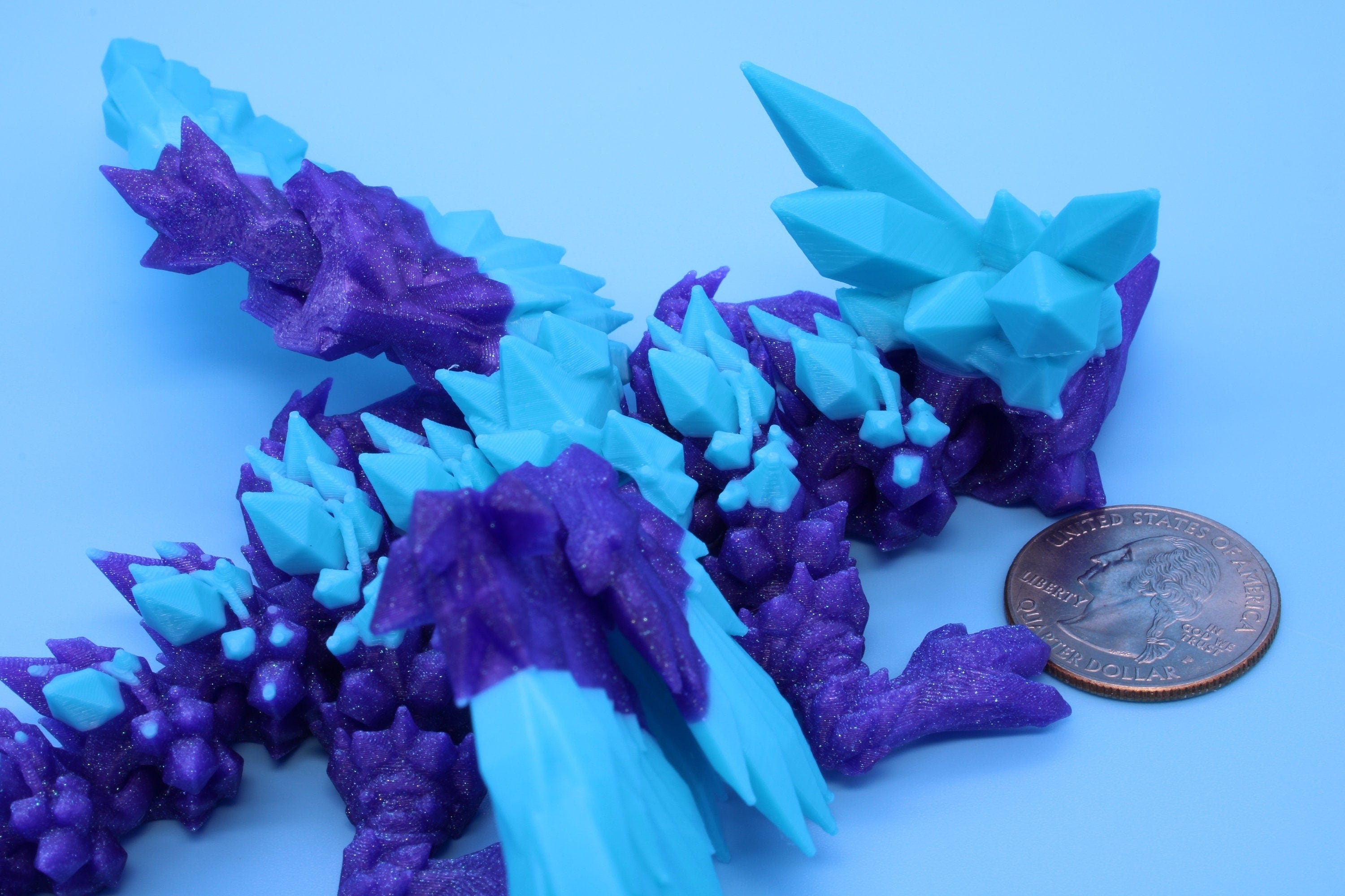 Miniature Baby Crystal Winged Dragon | Rainbow | 3D printed articulating Toy Fidget | Flexi Toy 7 in. head to tail | Stress Relief Gift