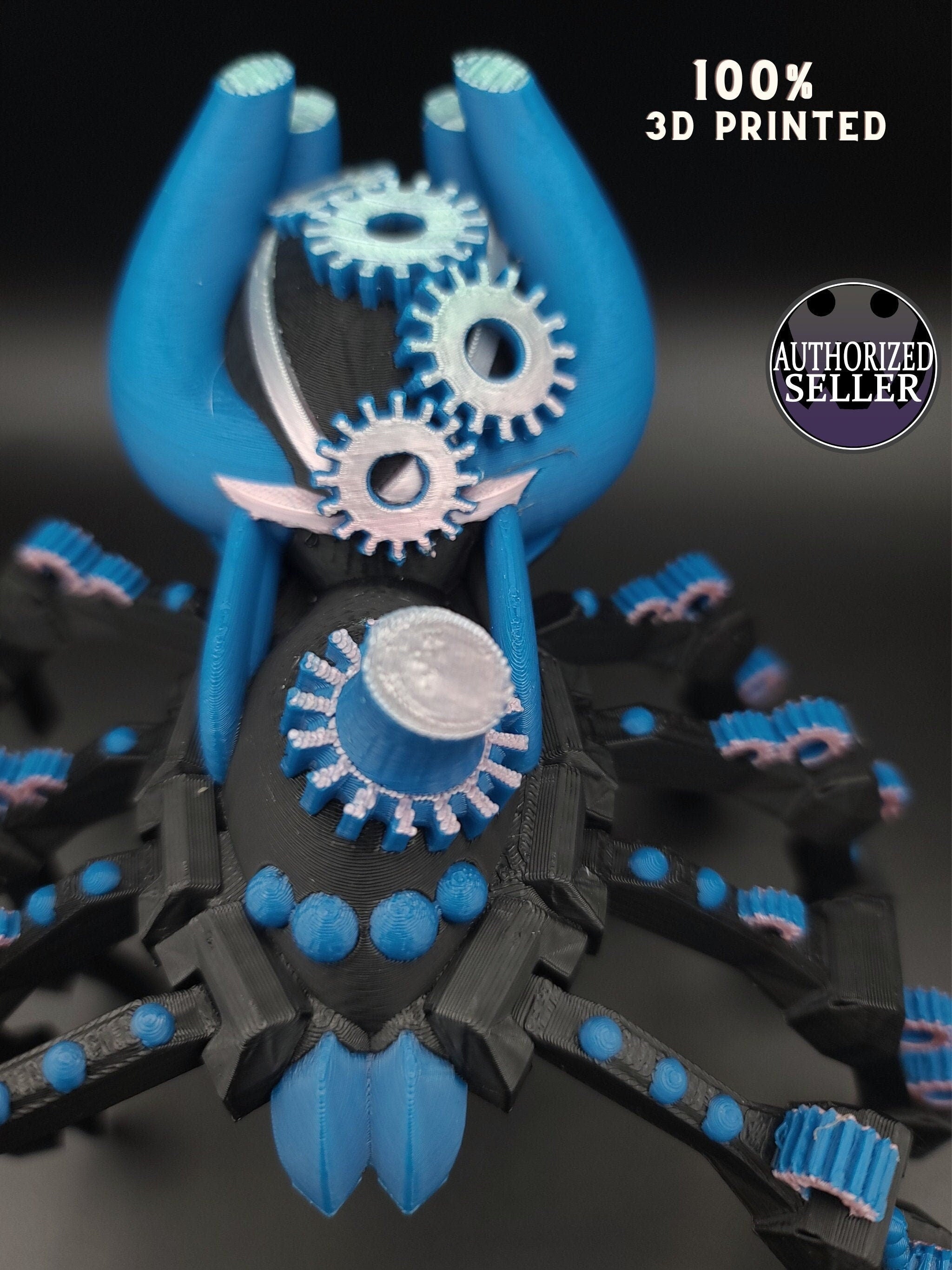 Multi Color Steam Punk Spider. 100% 3D printed! Steam Punk Spider 3D printed articulating spider . flexi Toy, 9.75 in. Stress Relief, Gift.