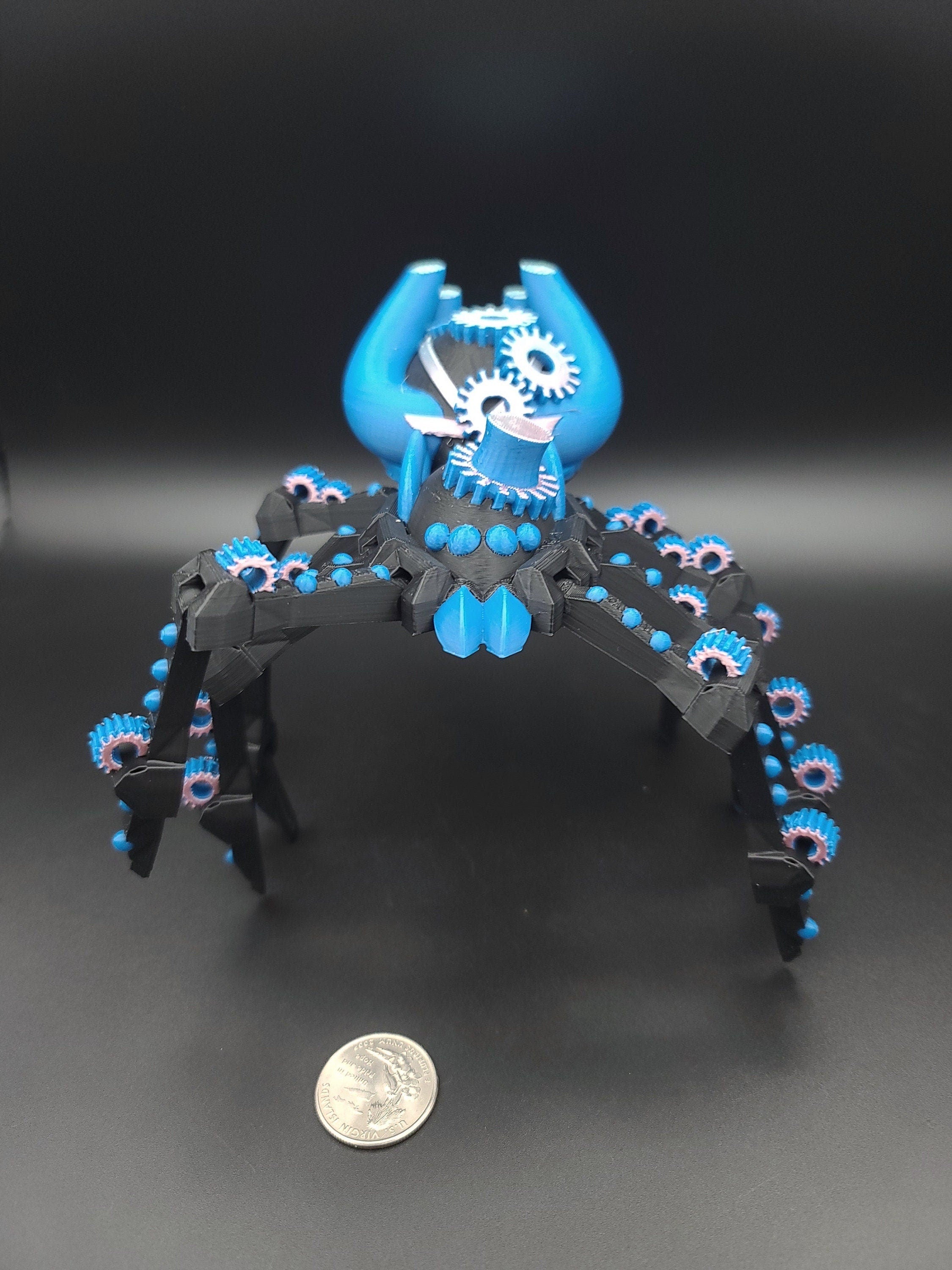 Multi Color Steam Punk Spider. 100% 3D printed! Steam Punk Spider 3D printed articulating spider . flexi Toy, 9.75 in. Stress Relief, Gift.