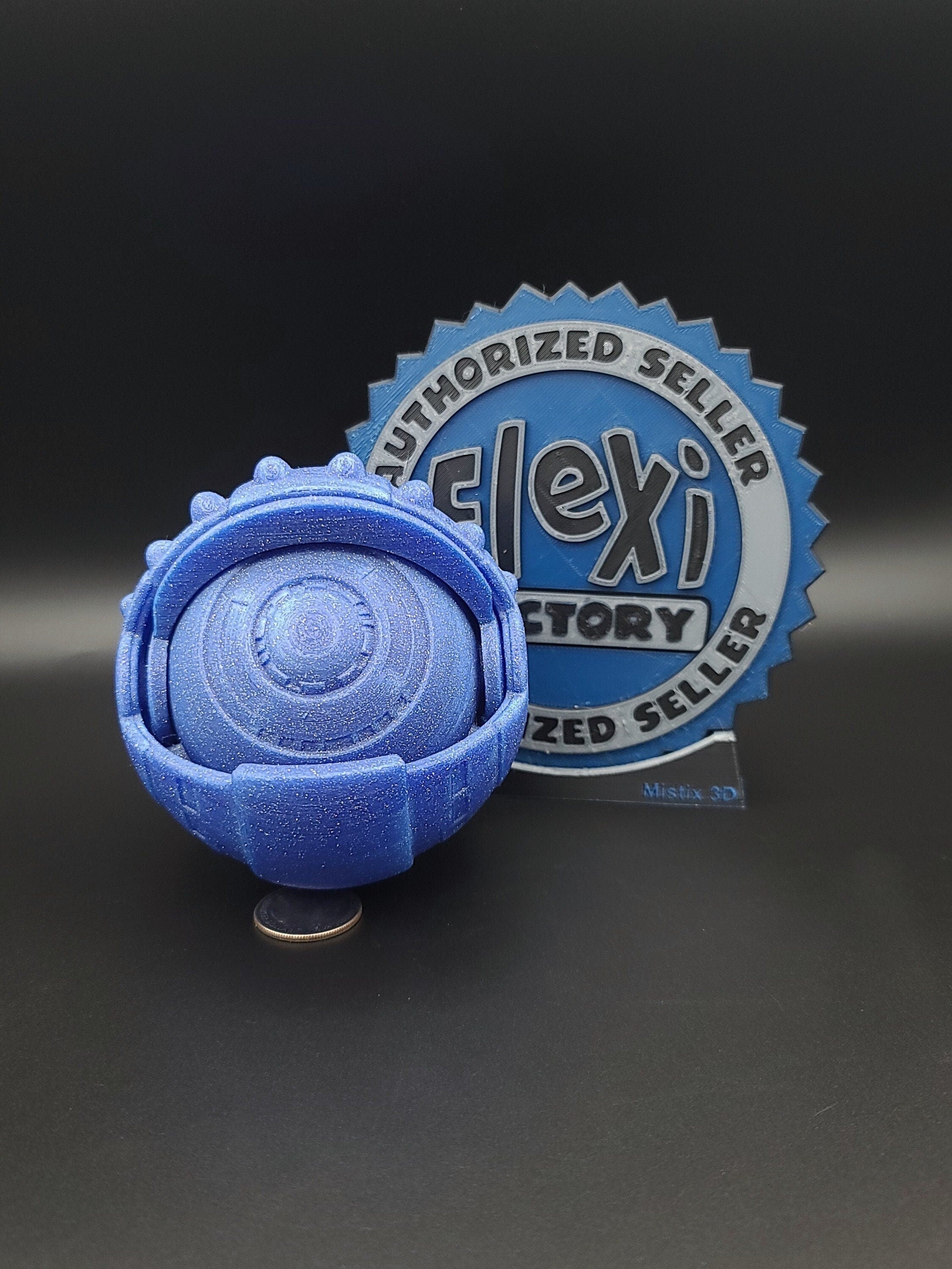 Hand Held Large Flexi Eye. Blue Sparkle Color fidget eye sensory toy. Adult desk toy.