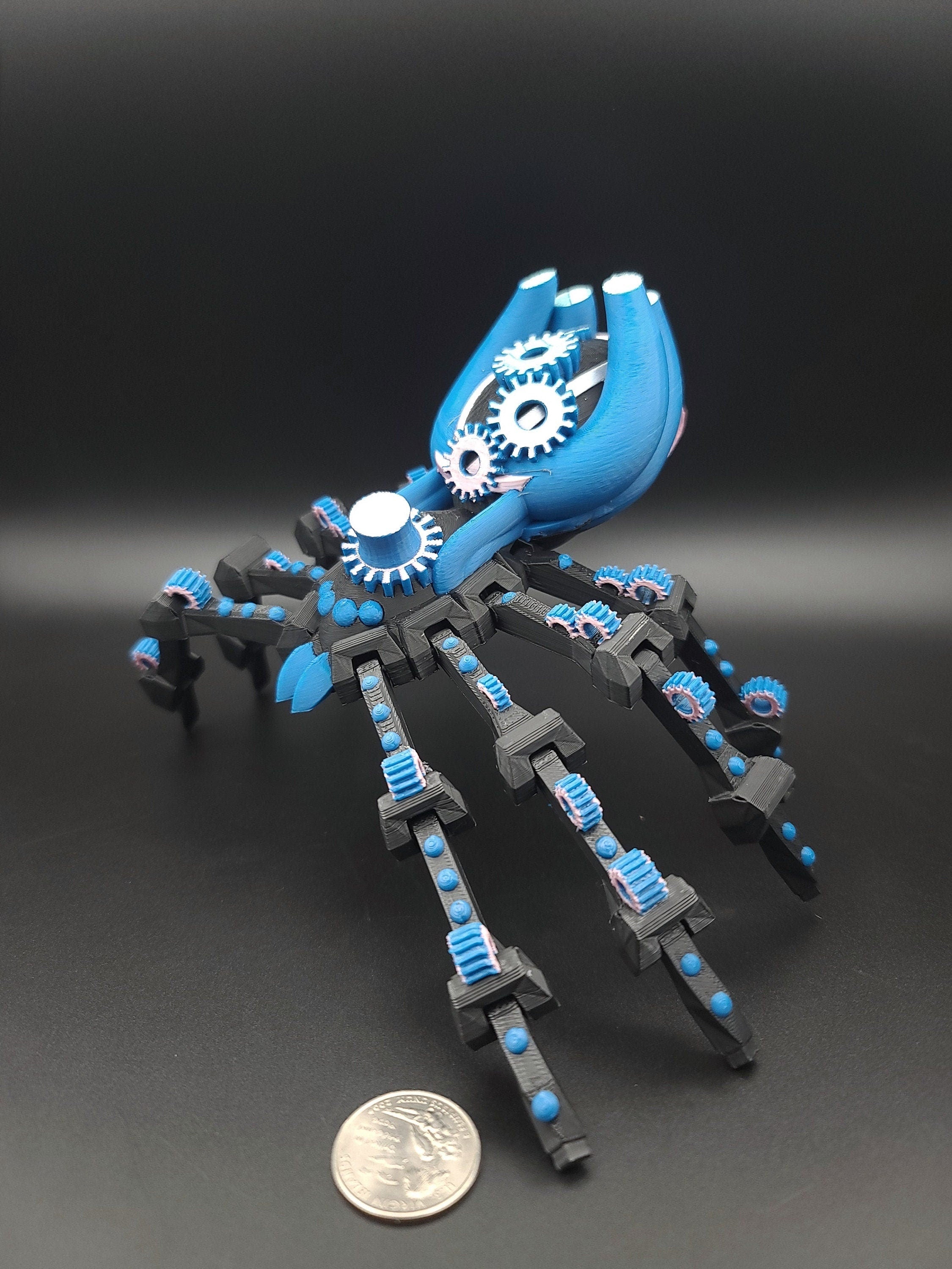 Multi Color Steam Punk Spider. 100% 3D printed! Steam Punk Spider 3D printed articulating spider . flexi Toy, 9.75 in. Stress Relief, Gift.