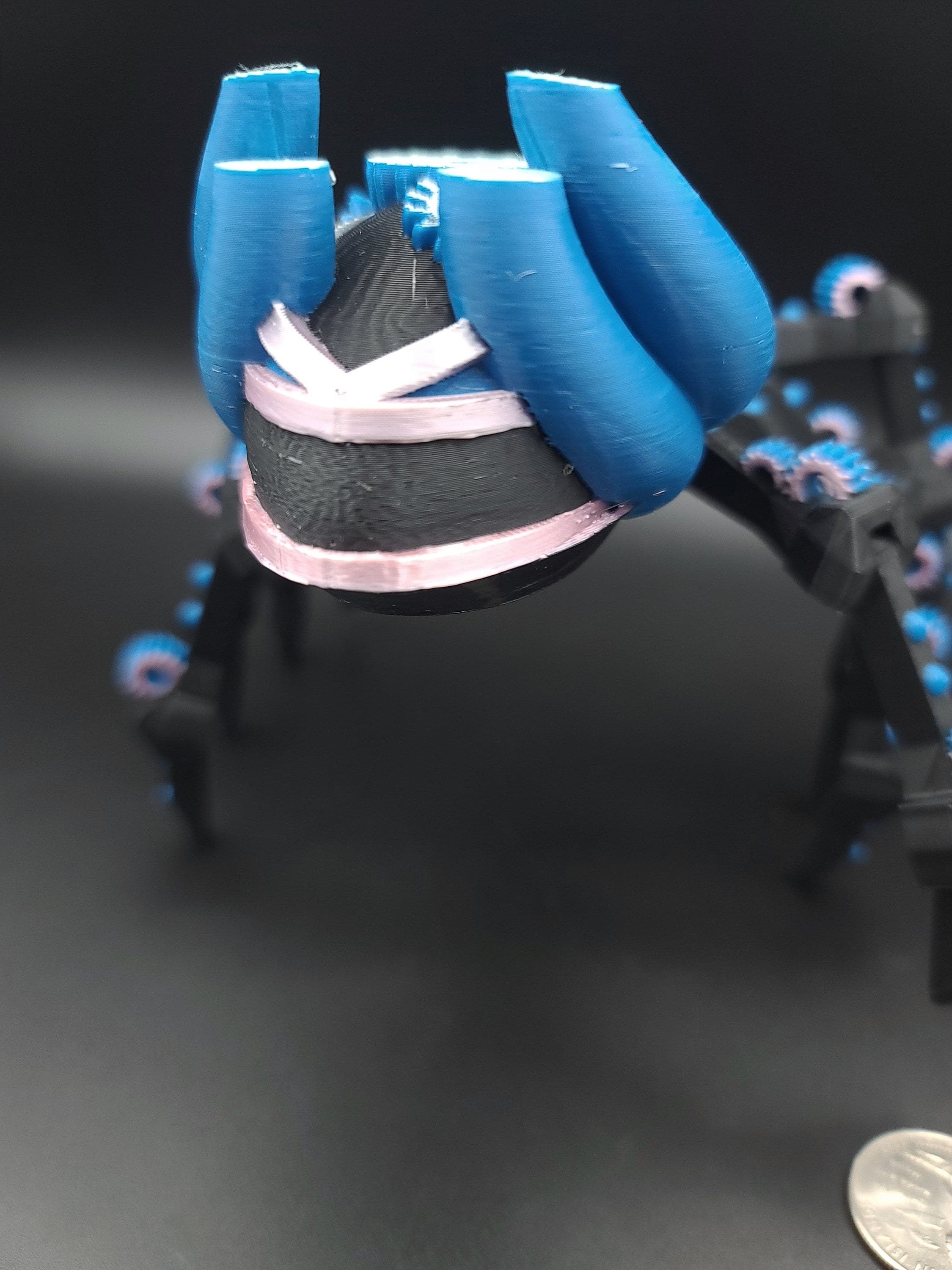 Multi Color Steam Punk Spider. 100% 3D printed! Steam Punk Spider 3D printed articulating spider . flexi Toy, 9.75 in. Stress Relief, Gift.