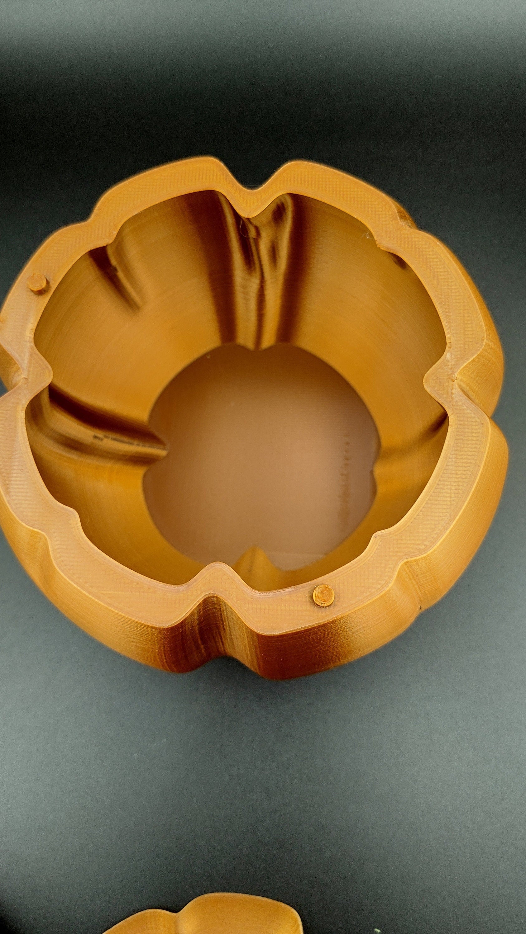 Functional Unique Fall Decor. 15.75 in around, Copper Color Pumpkin Candy Dish, Small Container, Trinket or Jewelry box, Holiday Decoration.