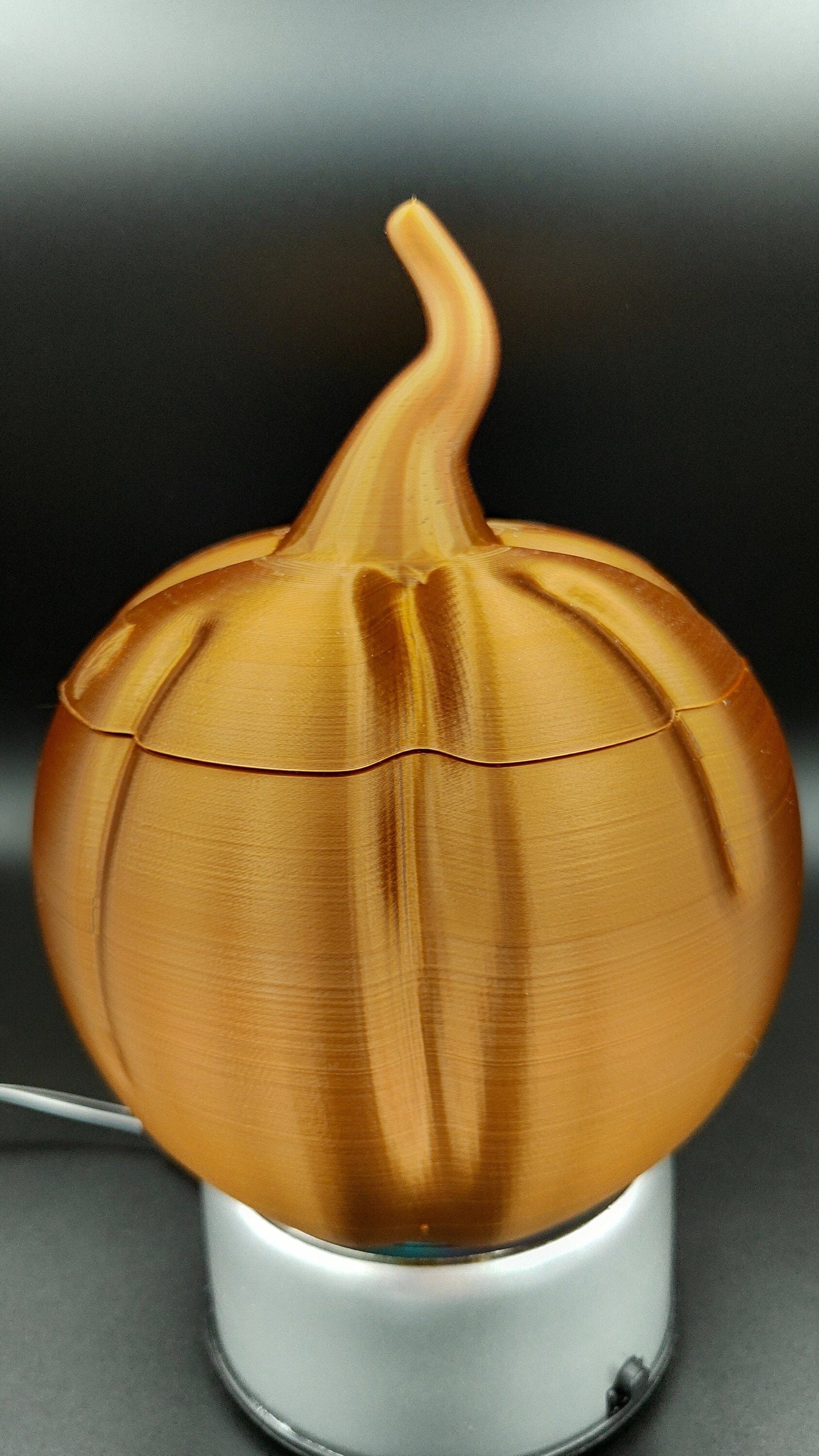 Functional Unique Fall Decor. 15.75 in around, Copper Color Pumpkin Candy Dish, Small Container, Trinket or Jewelry box, Holiday Decoration.