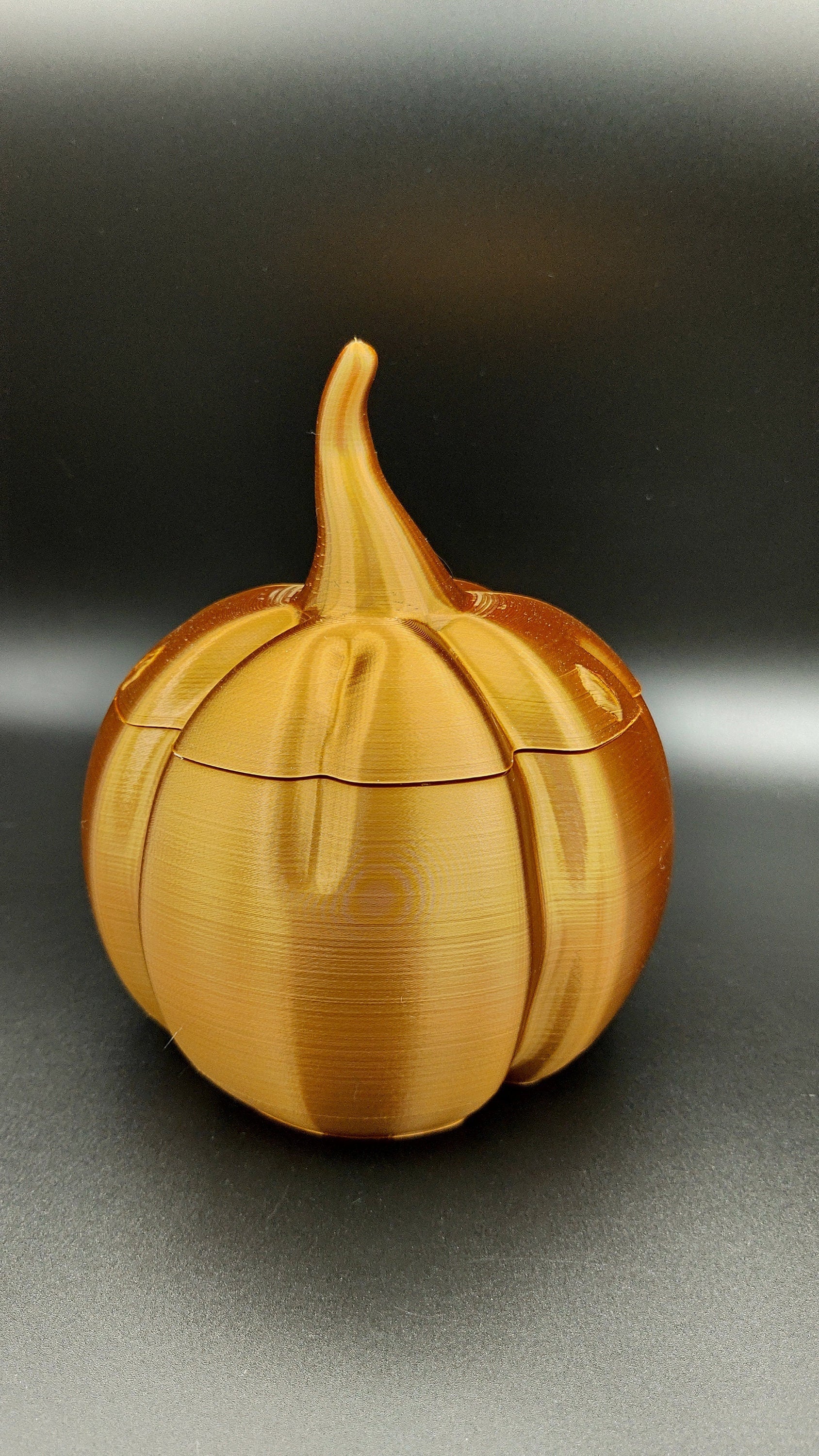 Functional Unique Fall Decor. 15.75 in around, Copper Color Pumpkin Candy Dish, Small Container, Trinket or Jewelry box, Holiday Decoration.