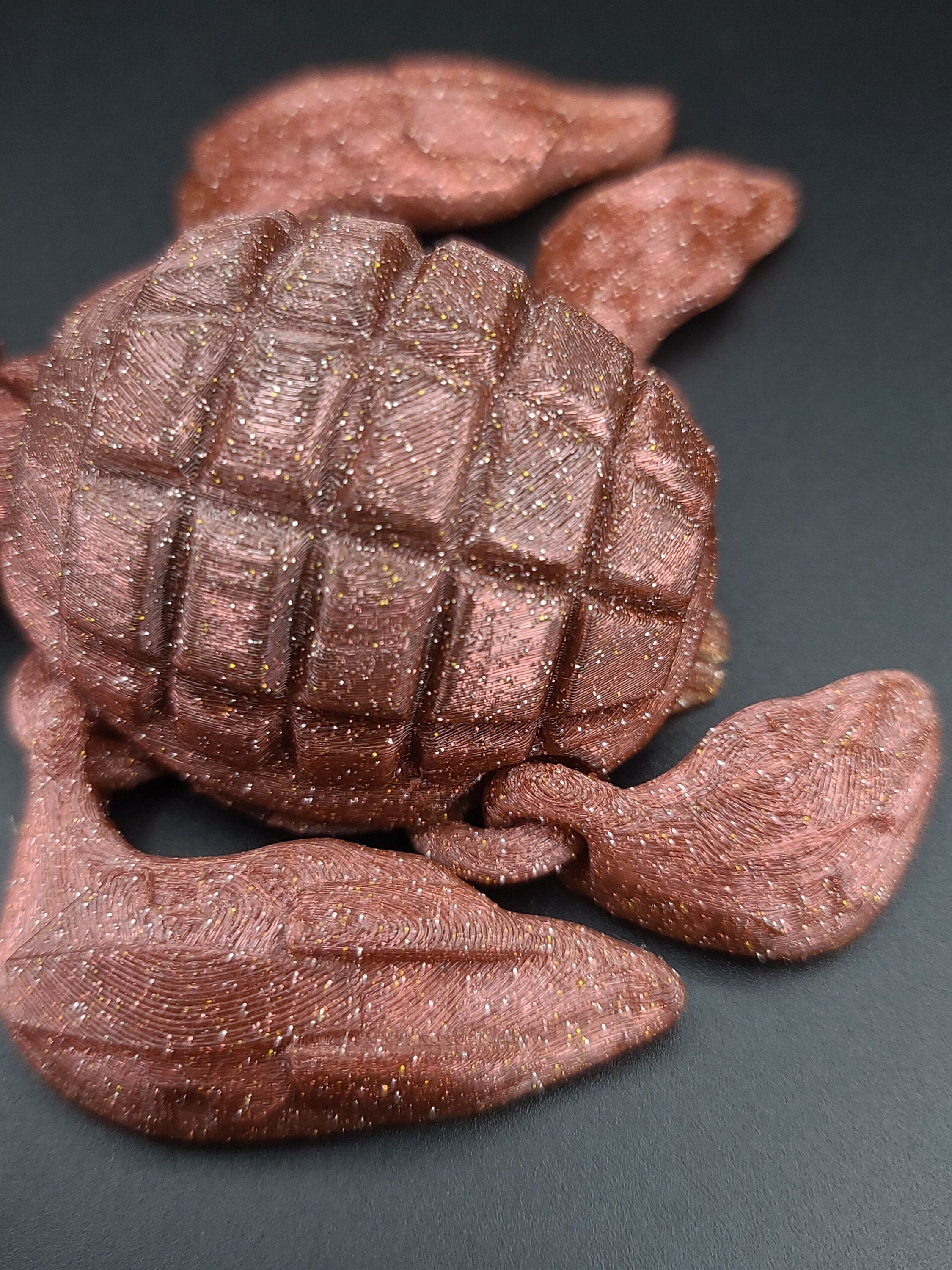 Dark red grenurtle grenade / turtle 3d printed small color change (golden bottom to red / maroon) (made) adult desk fidget toy.