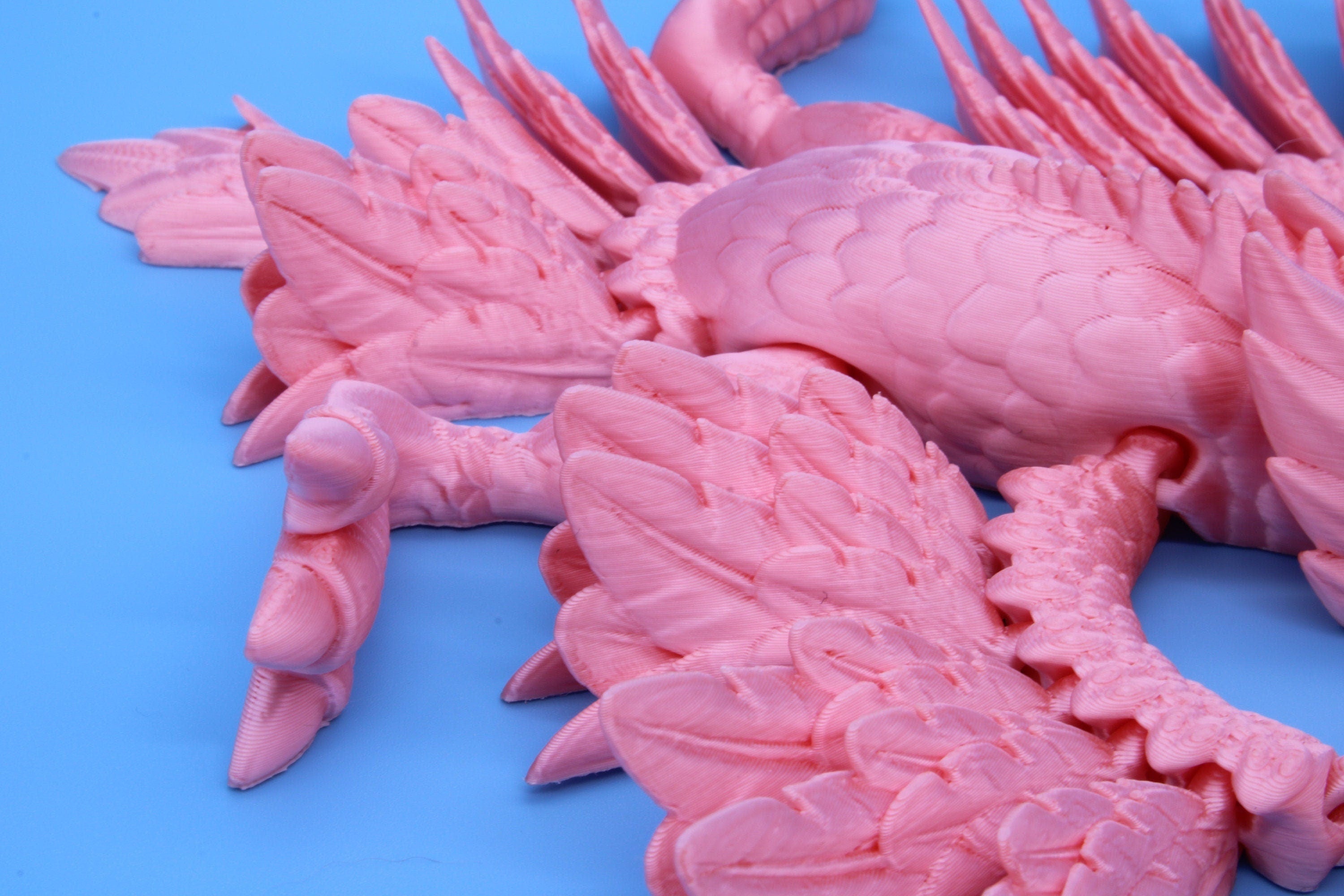 Cute Flexi Pink Phoenix. Unique 3D printed. Great Articulating fidget toy, desk, sensory toy. 4 inch