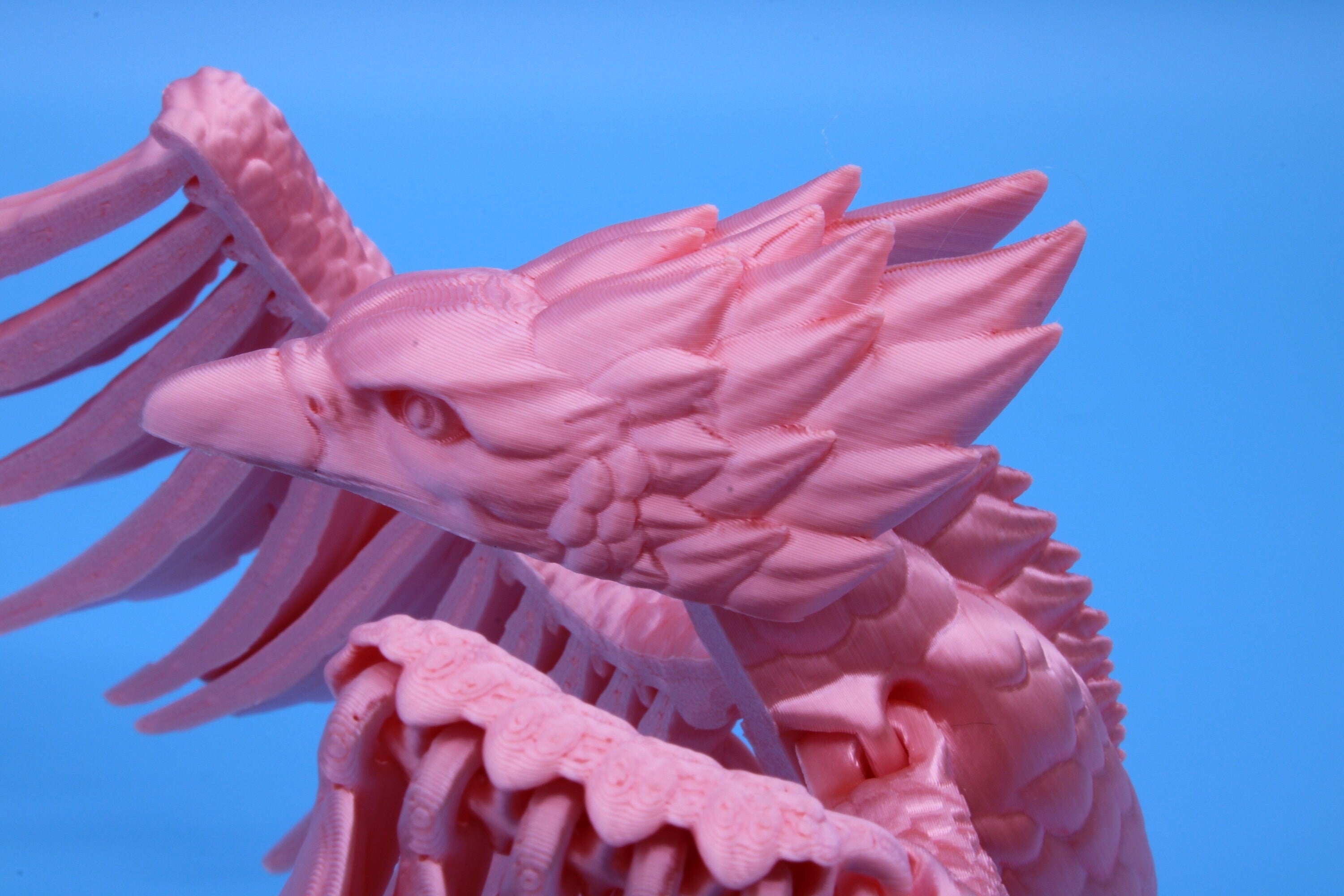 Cute Flexi Pink Phoenix. Unique 3D printed. Great Articulating fidget toy, desk, sensory toy. 4 inch