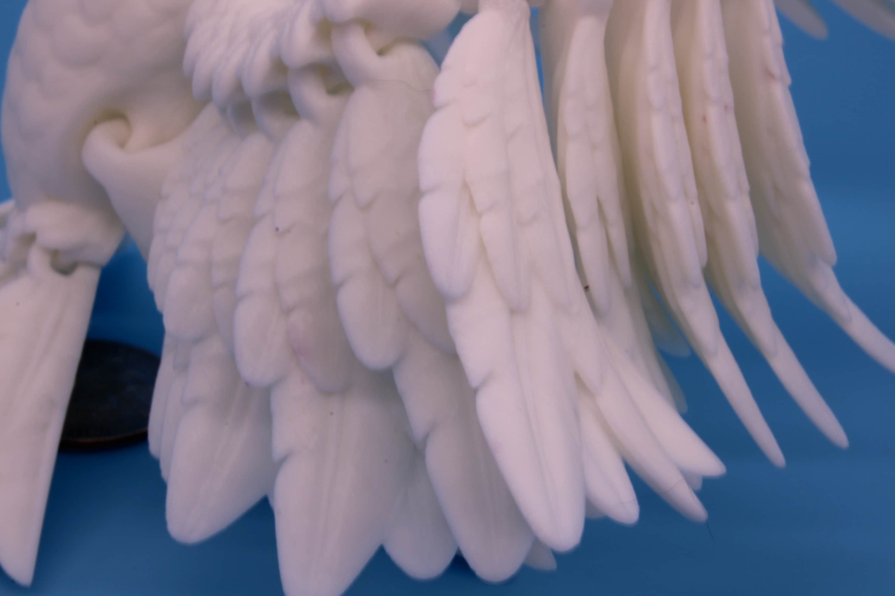 Cute Flexi White Phoenix. Unique 3D printed. Great Articulating fidget toy, desk, sensory toy. 4 inch