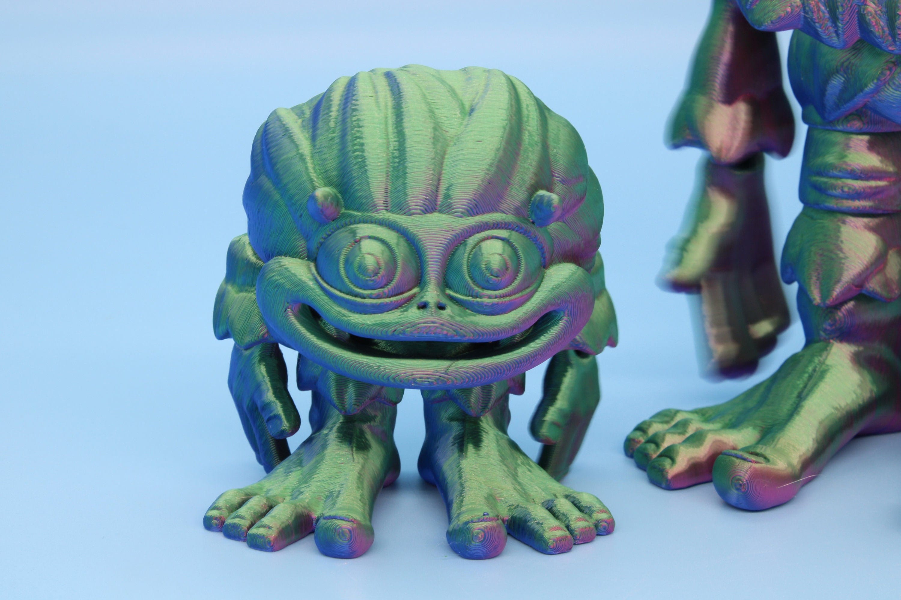 Cute Flexi Yeti & Baby Multi Color. | Unique 3D printed duo. | Great Articulating fidget toy, desk, sensory toy. | 5/3in Blue, Red, Green.