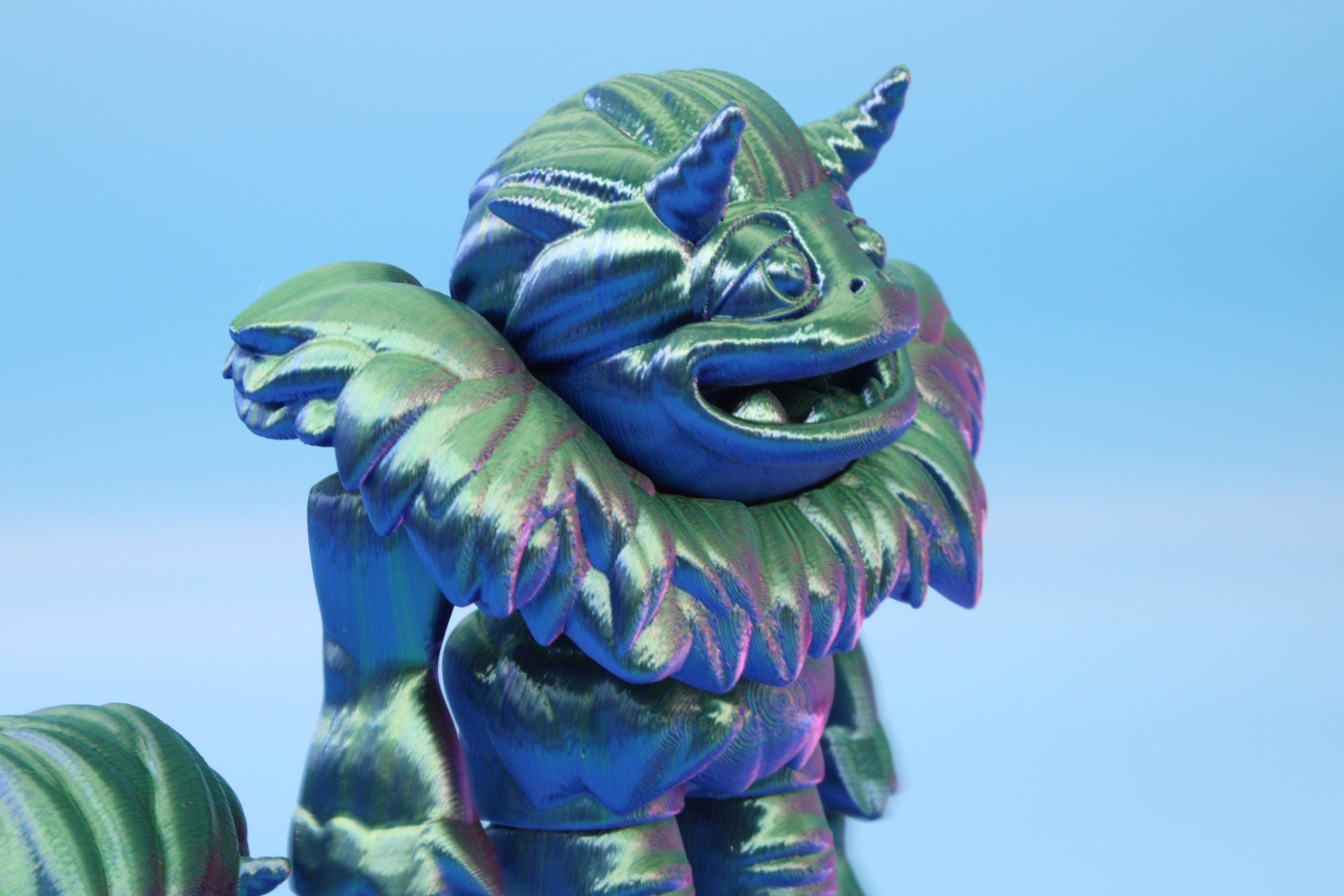 Cute Flexi Yeti & Baby Multi Color. | Unique 3D printed duo. | Great Articulating fidget toy, desk, sensory toy. | 5/3in Blue, Red, Green.