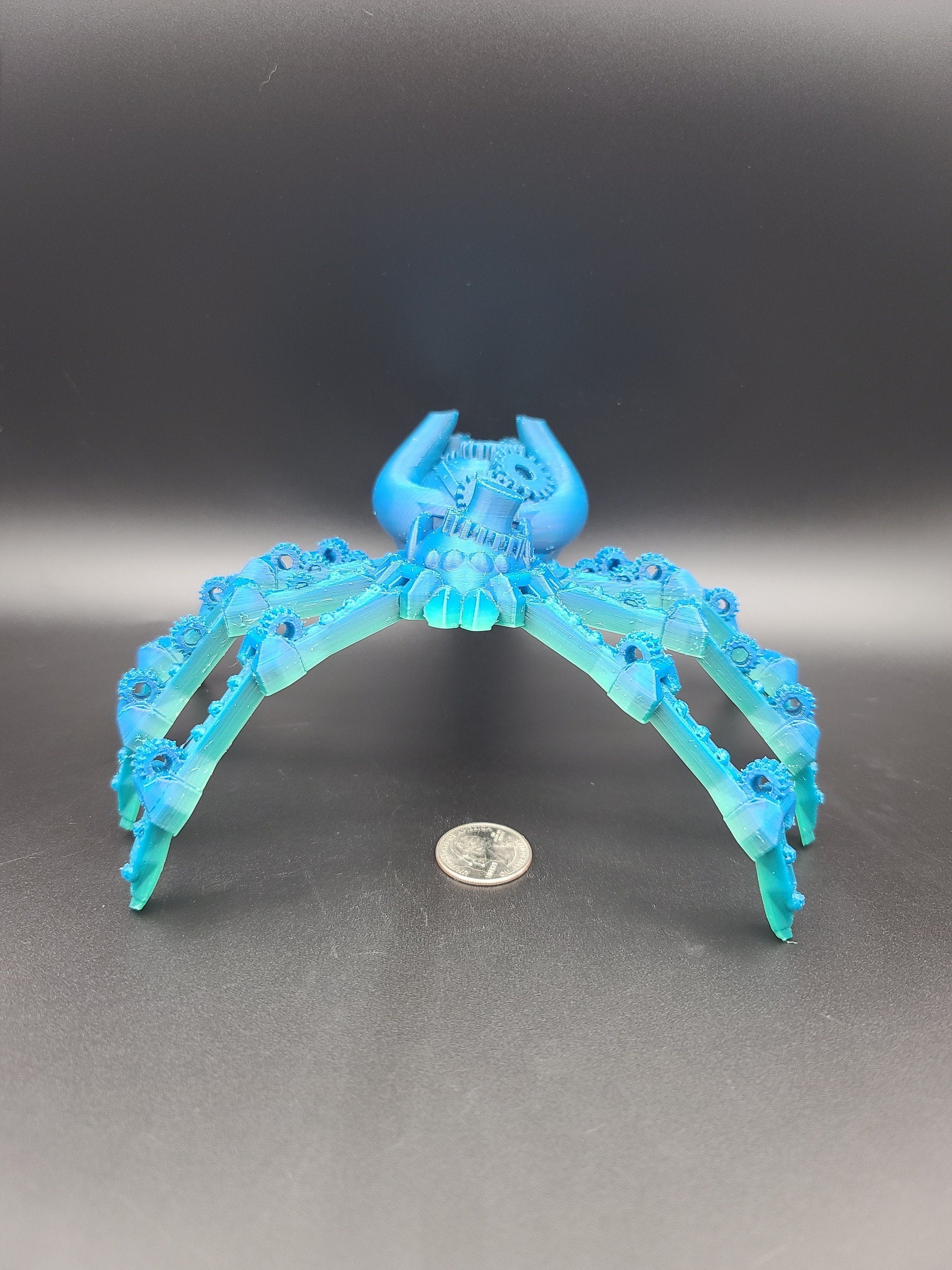 Multi Color Steam Punk Spider. Steam Punk Spider 3D printed articulating spider . flexi Toy, 9.75 in. Stress Relief, Gift.