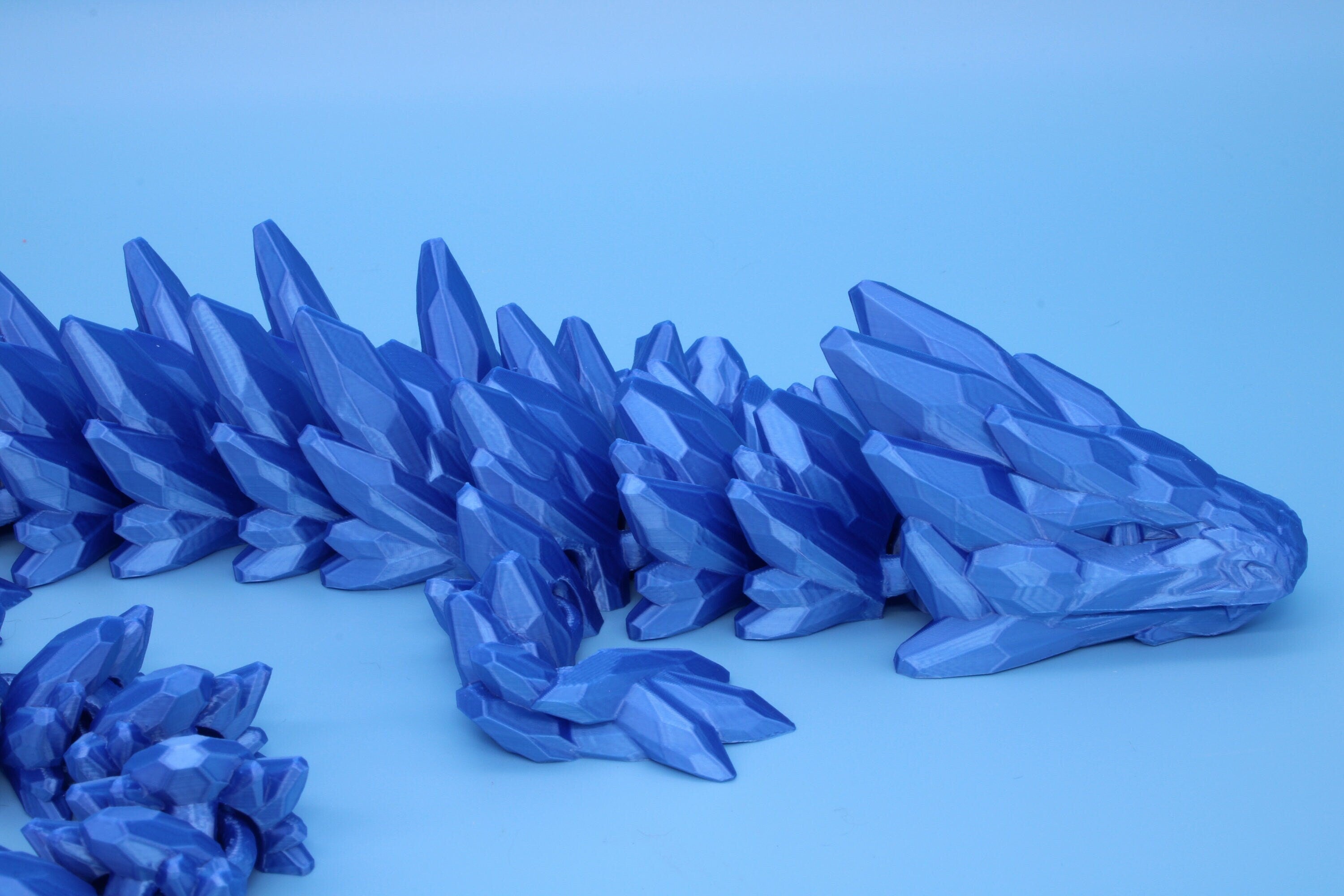 Gem Dragon | Blue | 3D Printed Articulating Dragon | Flexi Toy | Adult Fidget Toy | Dragon Buddy | 26 inches (Made)