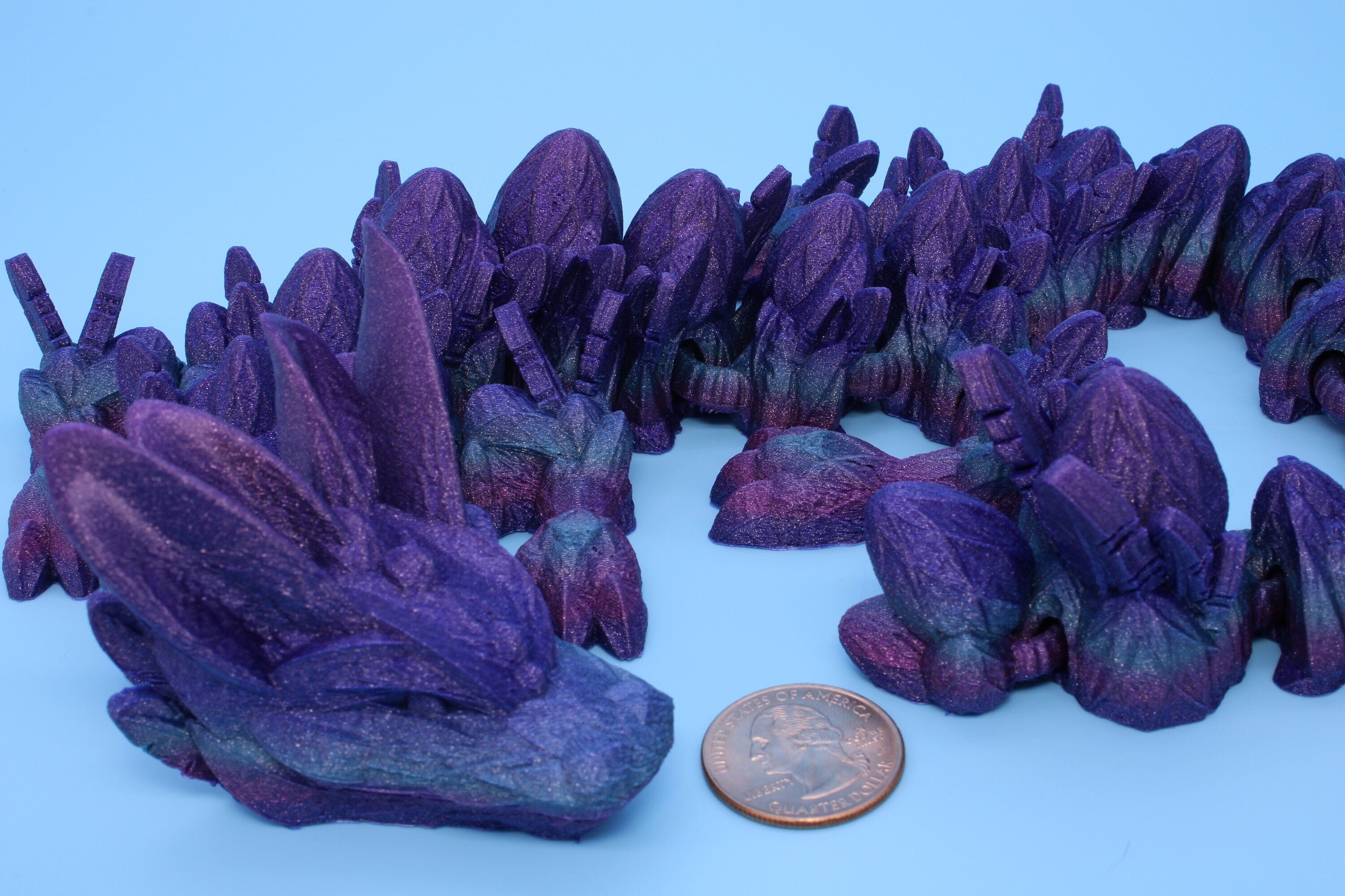 Easter Dragon | Multi Color Rainbow | 3D Printed Articulating Dragon | Flexi Toy | Adult Fidget Toy | Dragon Buddy ready for you! 23 in