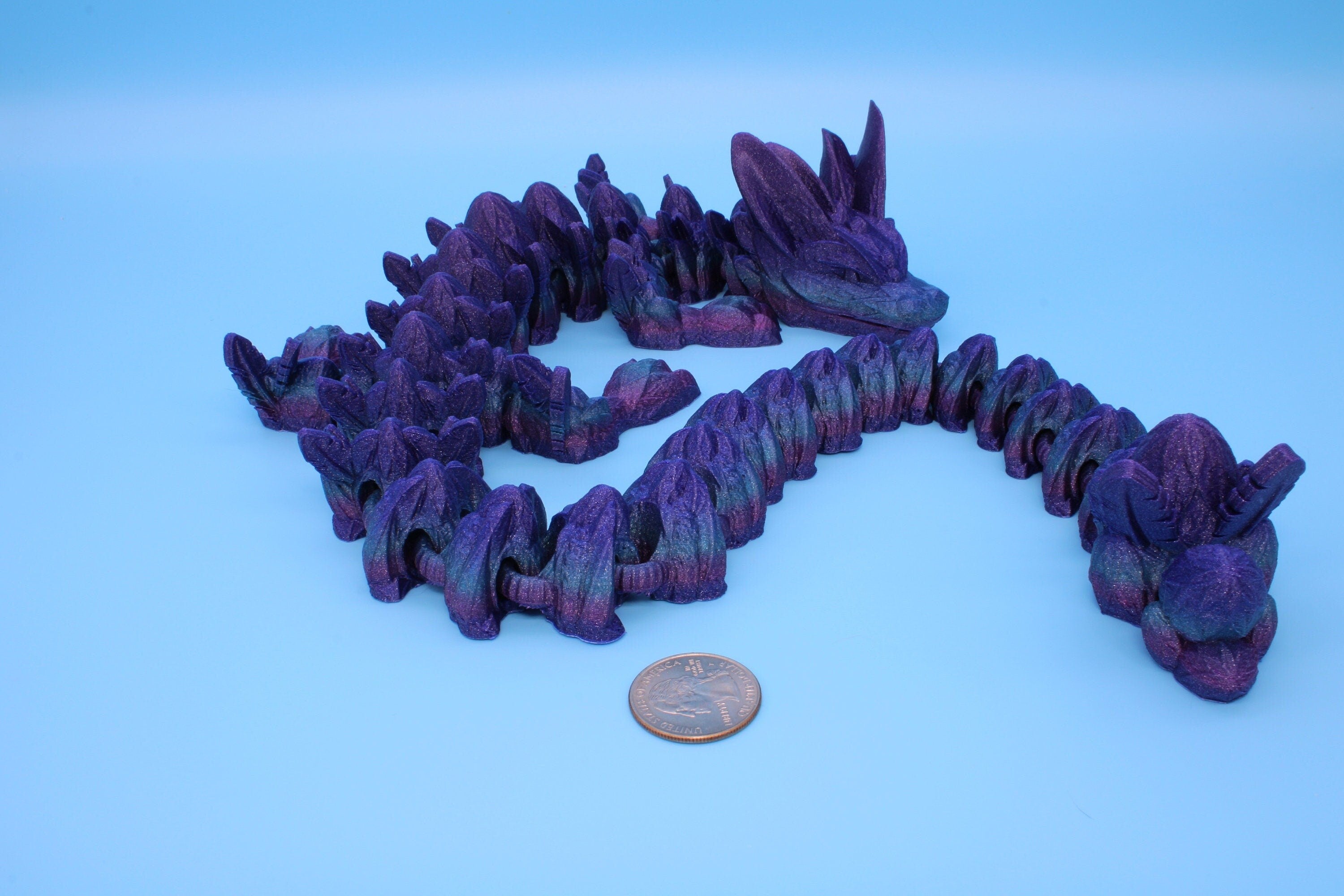 Easter Dragon | Multi Color Rainbow | 3D Printed Articulating Dragon | Flexi Toy | Adult Fidget Toy | Dragon Buddy ready for you! 23 in