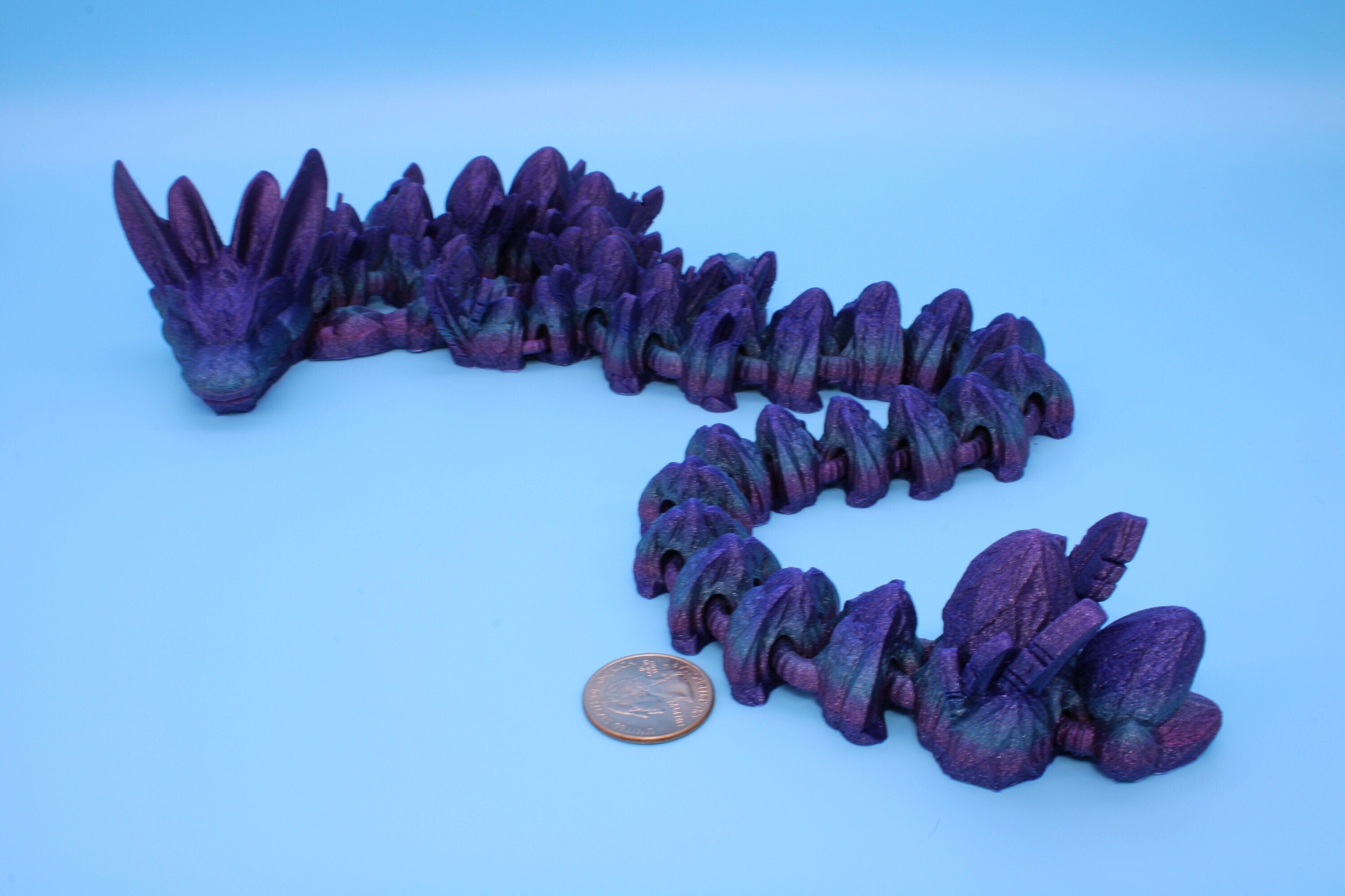 Easter Dragon | Multi Color Rainbow | 3D Printed Articulating Dragon | Flexi Toy | Adult Fidget Toy | Dragon Buddy ready for you! 23 in