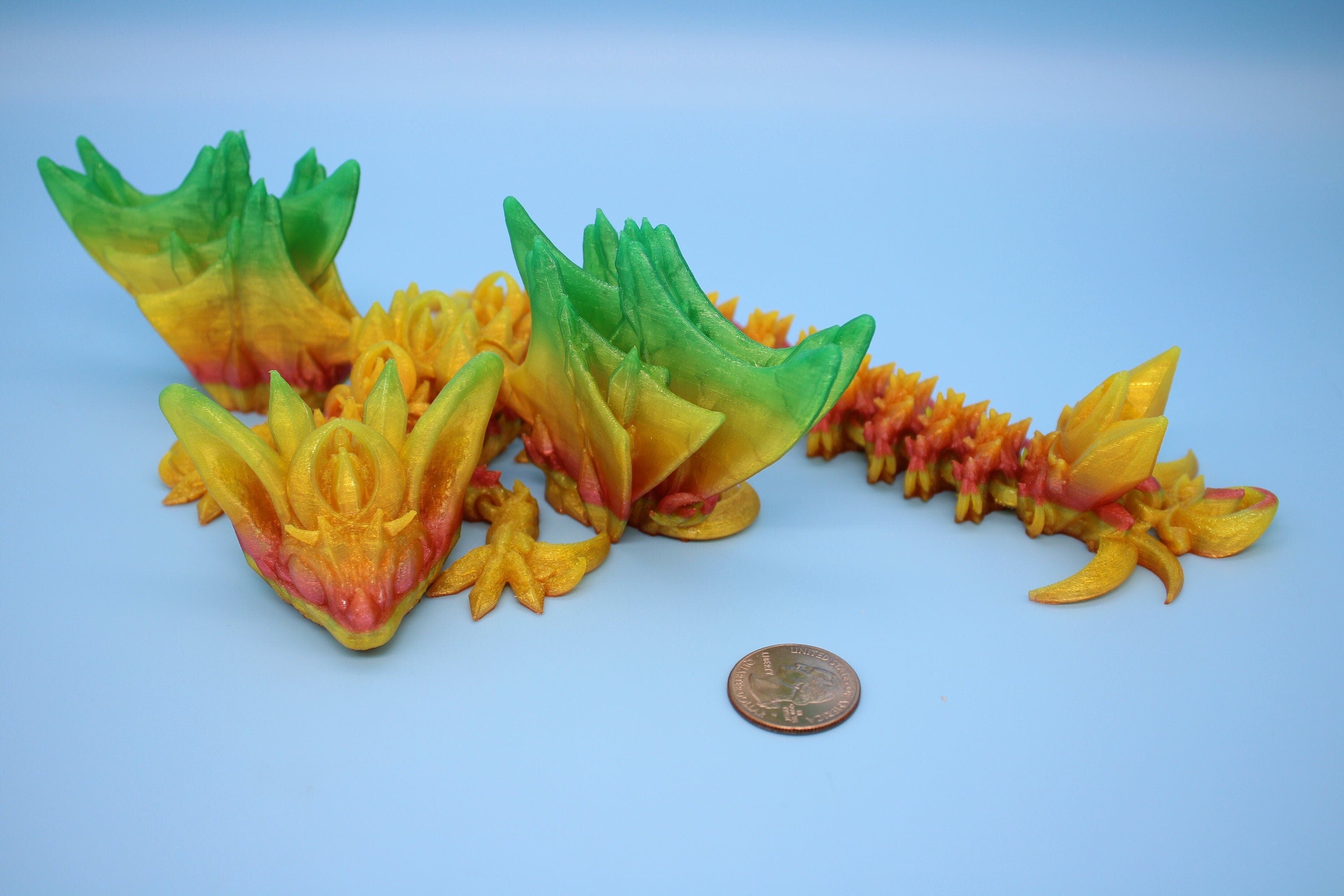 Flexible Bat Dragon | Rainbow Bat Wing | Articulating Dragon | 3D Printed Fidget | Flexi Toy | Adult Fidget Toy | Sensory Desk Toy | 12.5 in