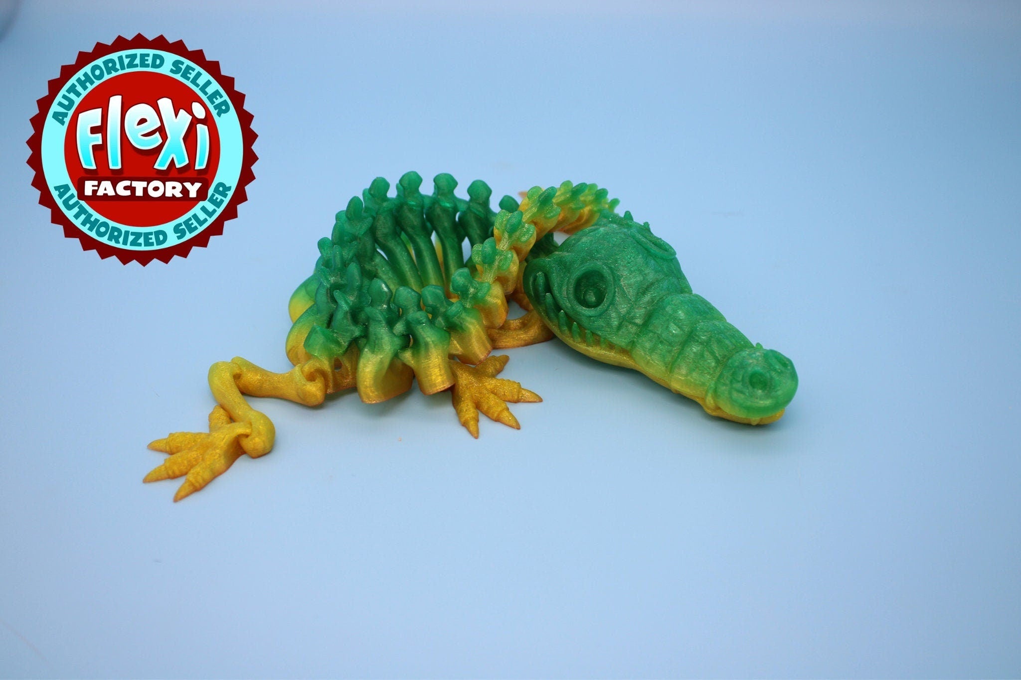 Flexible Rainbow Crocodile | Cute Flexi Toy | Articulating Crocodile | 3D printed Unique Fidget | Desk Buddy | 13 in.