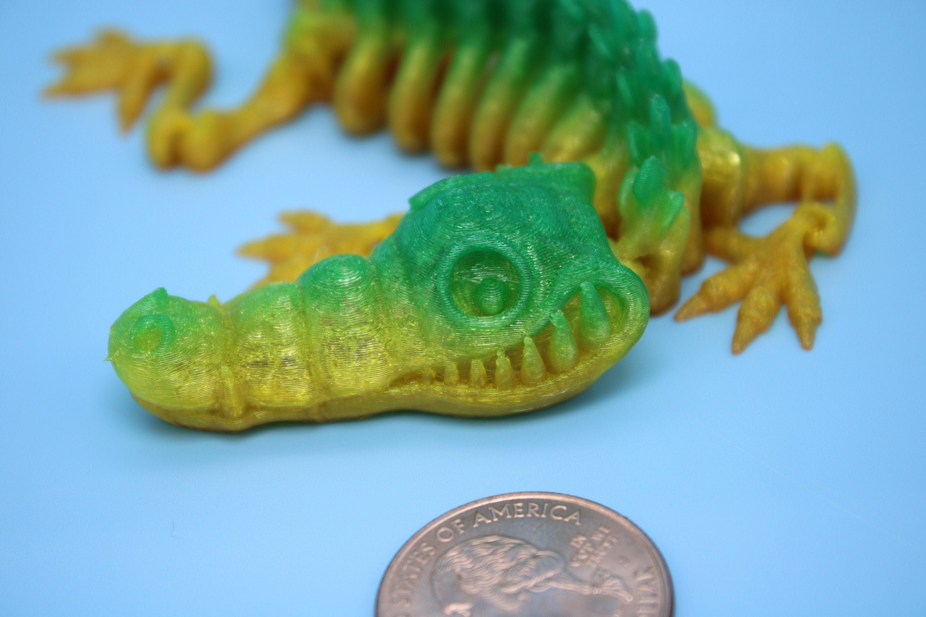 Miniature Flexible Rainbow Crocodile | Cute Flexi Toy | Articulating Crocodile | 3D printed Unique Fidget | Desk Buddy | 8 in. (TPU)