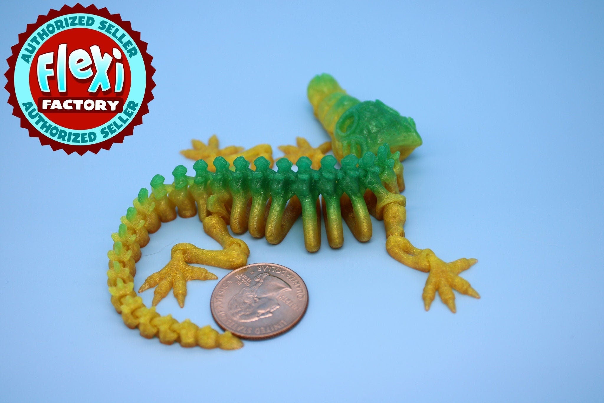 Miniature Flexible Rainbow Crocodile | Cute Flexi Toy | Articulating Crocodile | 3D printed Unique Fidget | Desk Buddy | 8 in. (TPU)