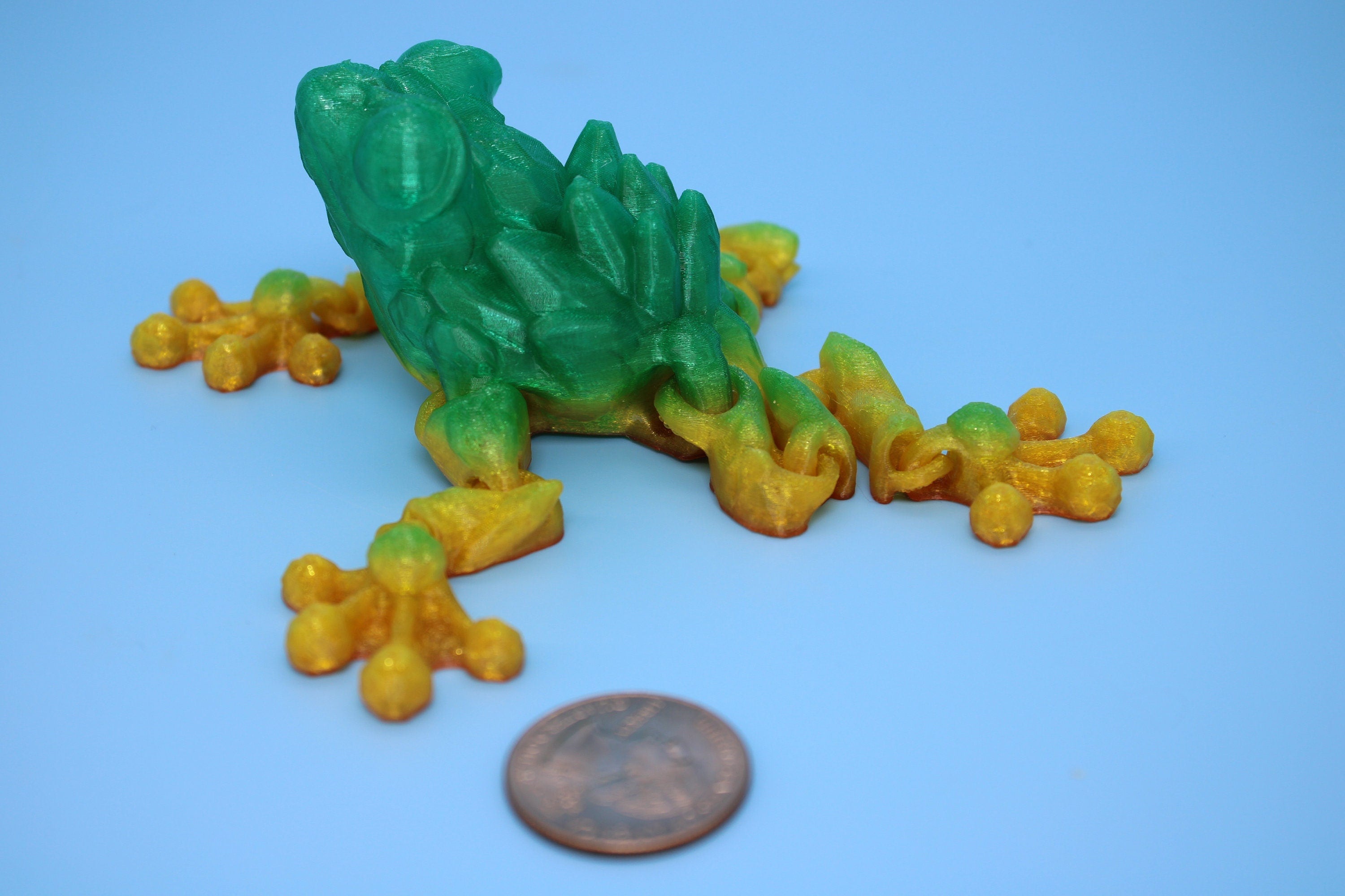 Miniature Flexible Crystal Frog | 3D Printed Crystal Cute Frog | 5.5 inches | Friendly Frog | Sensory Toy | Fidget Toy | Articulating Frog.