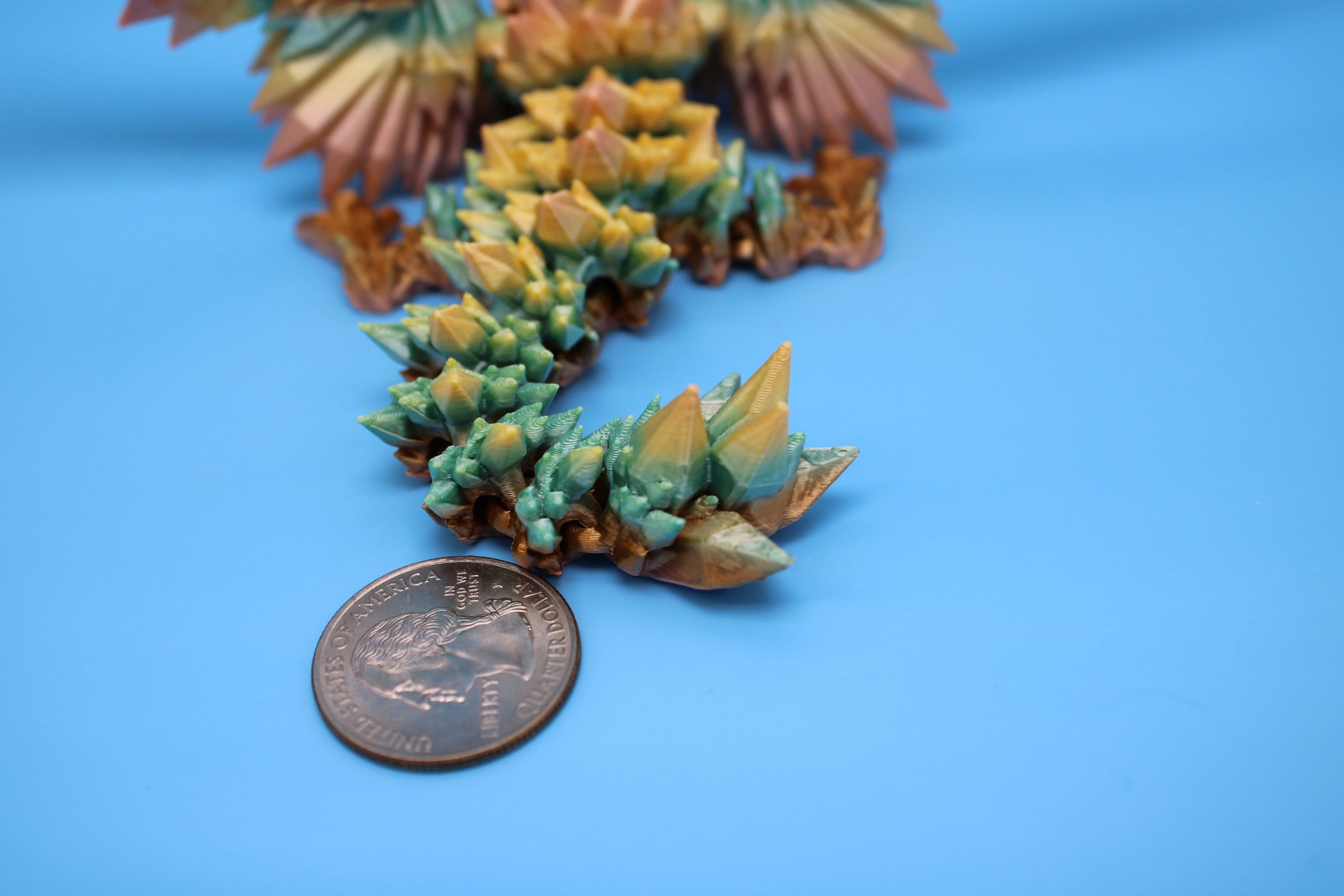 Miniature Baby Crystal Winged Dragon | Rainbow | 3D printed articulating Toy Fidget | Flexi Toy 7 in. head to tail | Stress Relief Gift