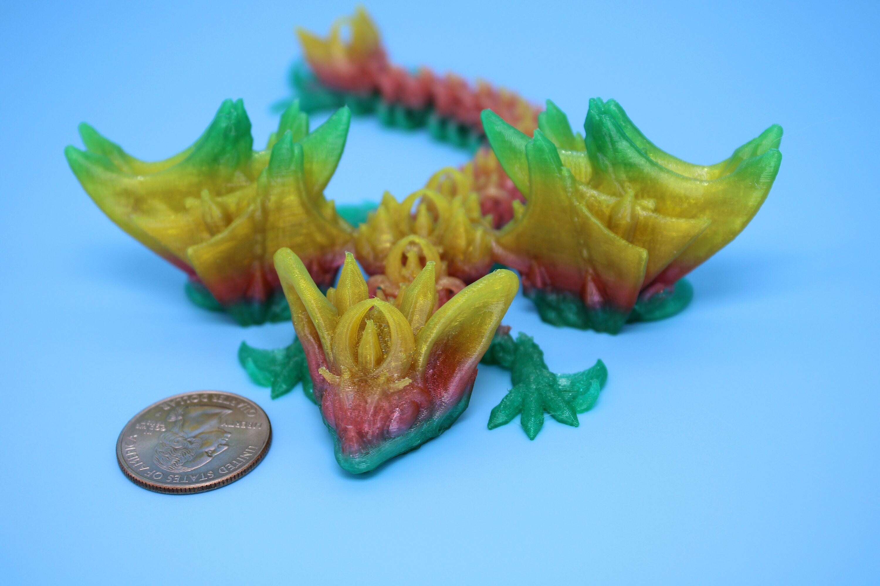 Miniature Flexible Bat Dragon | Rainbow Bat Wing | Articulating Dragon | 3D Printed Fidget | Flexi Toy | Adult Fidget Toy | Sensory Desk Toy