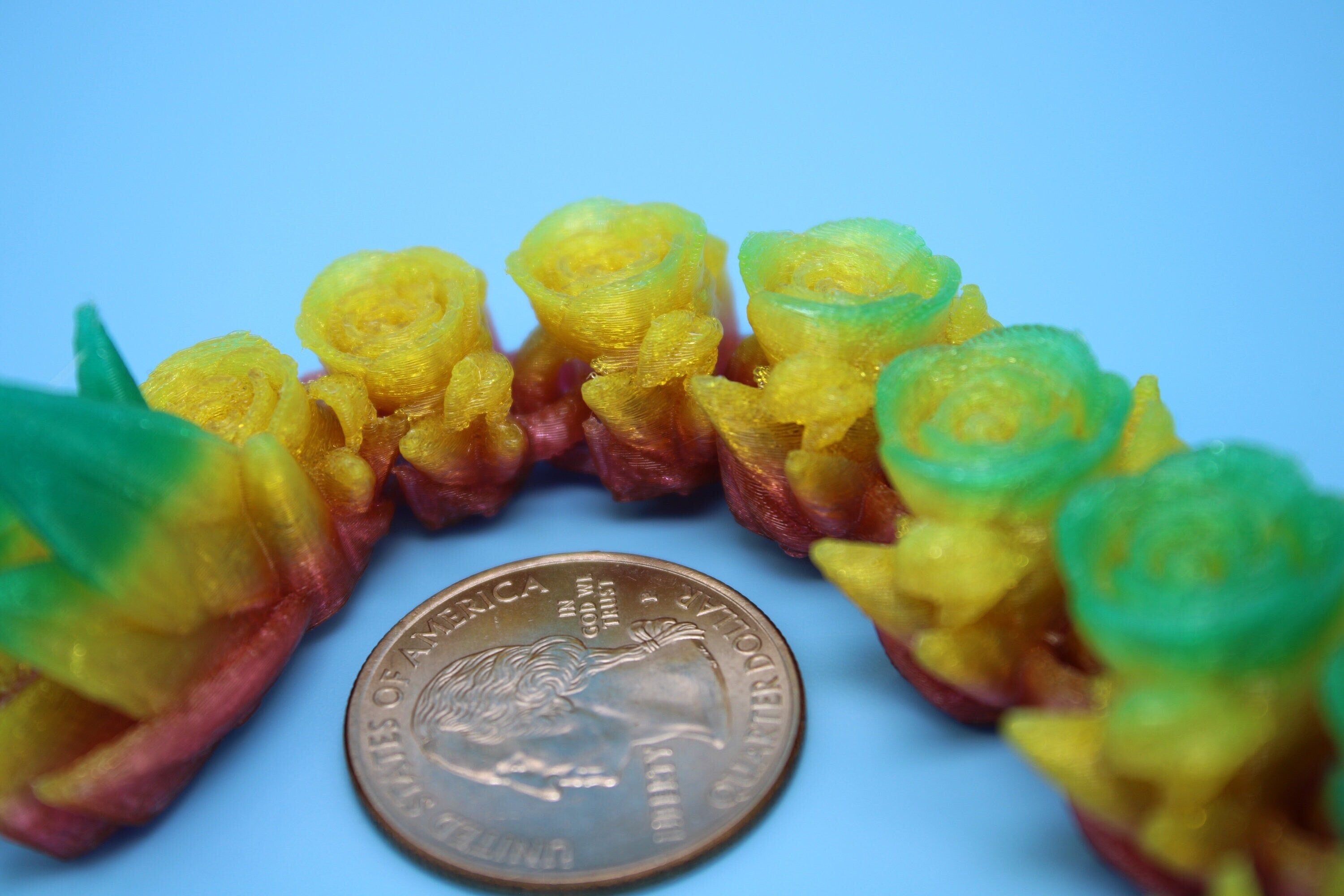 Flexible Miniature Baby Rose Wing Dragon | Rainbow | 3D printed articulating Toy Fidget | Flexi Toy 8.5 in. head to tail | Stress Relief.