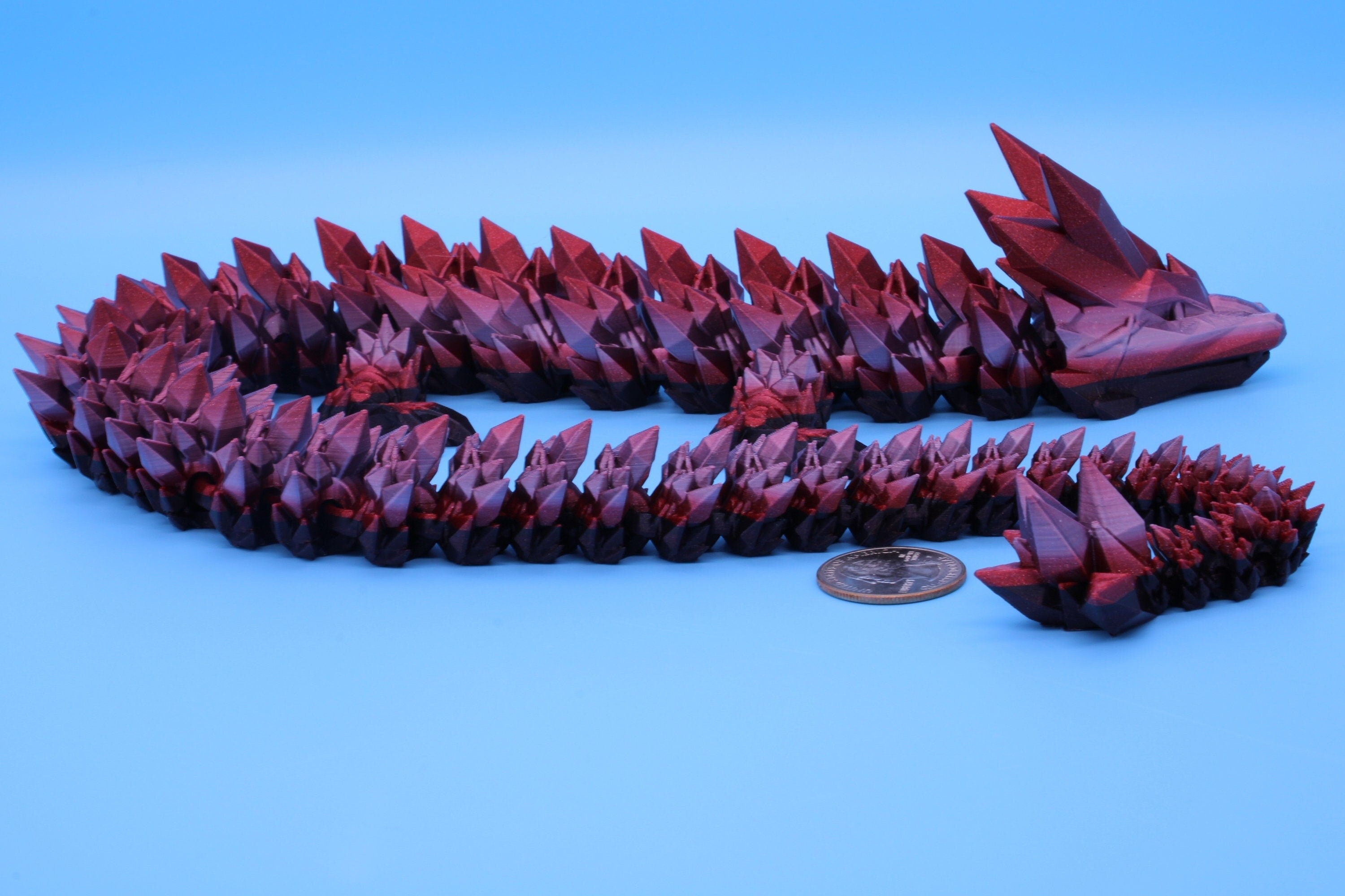 Rainbow Pink & Dark Crystal Dragon | 3D Printed Articulating Dragon | Flexi Toy | Adult Fidget Toy | Dragon Buddy ready for you! 24 inch.