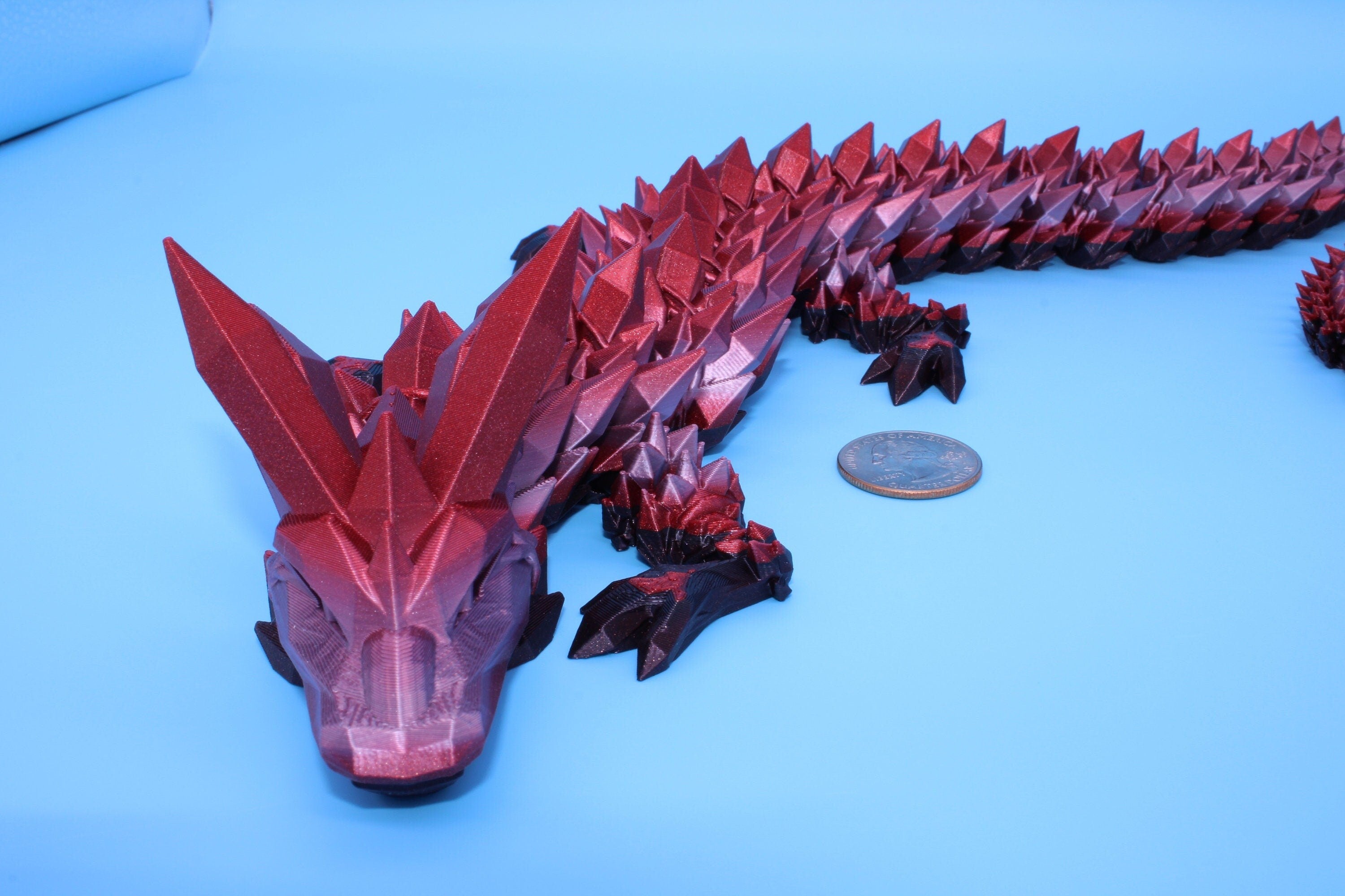 Rainbow Pink & Dark Crystal Dragon | 3D Printed Articulating Dragon | Flexi Toy | Adult Fidget Toy | Dragon Buddy ready for you! 24 inch.